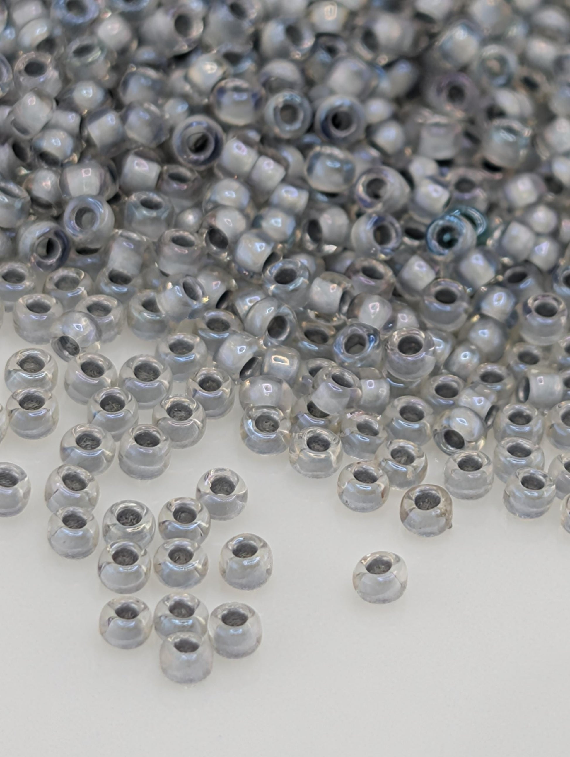 Inside-Color Rainbow Crystal/Gray-Lined Size 15/0 Toho Round 2.5" tube