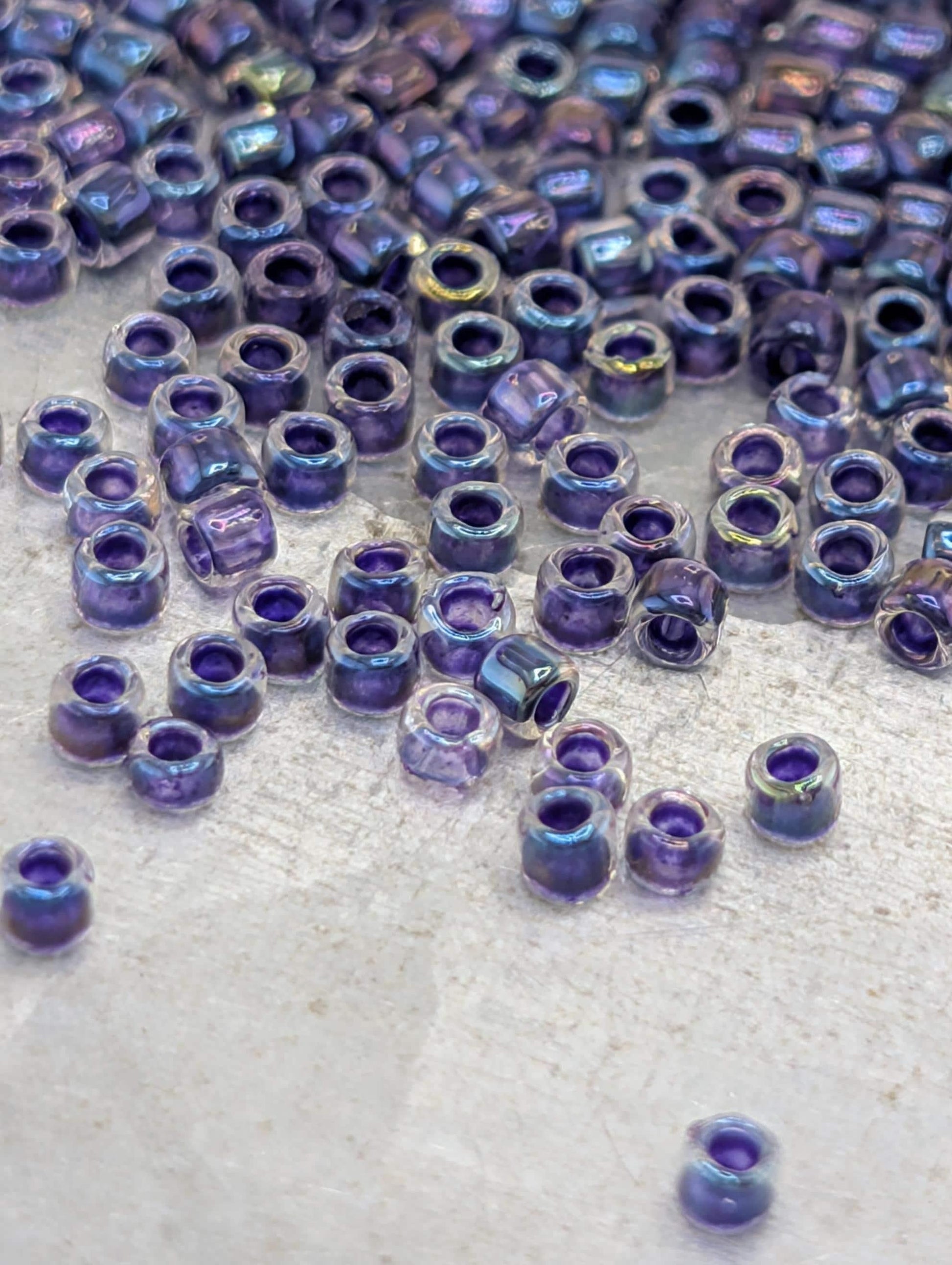 Inside-Color Rainbow Crystal/Tanzanite-Lined Size 15/0 Toho Round 2.5" tube | Japanese Seed Beads | Bead Weaving Embroidery Supply