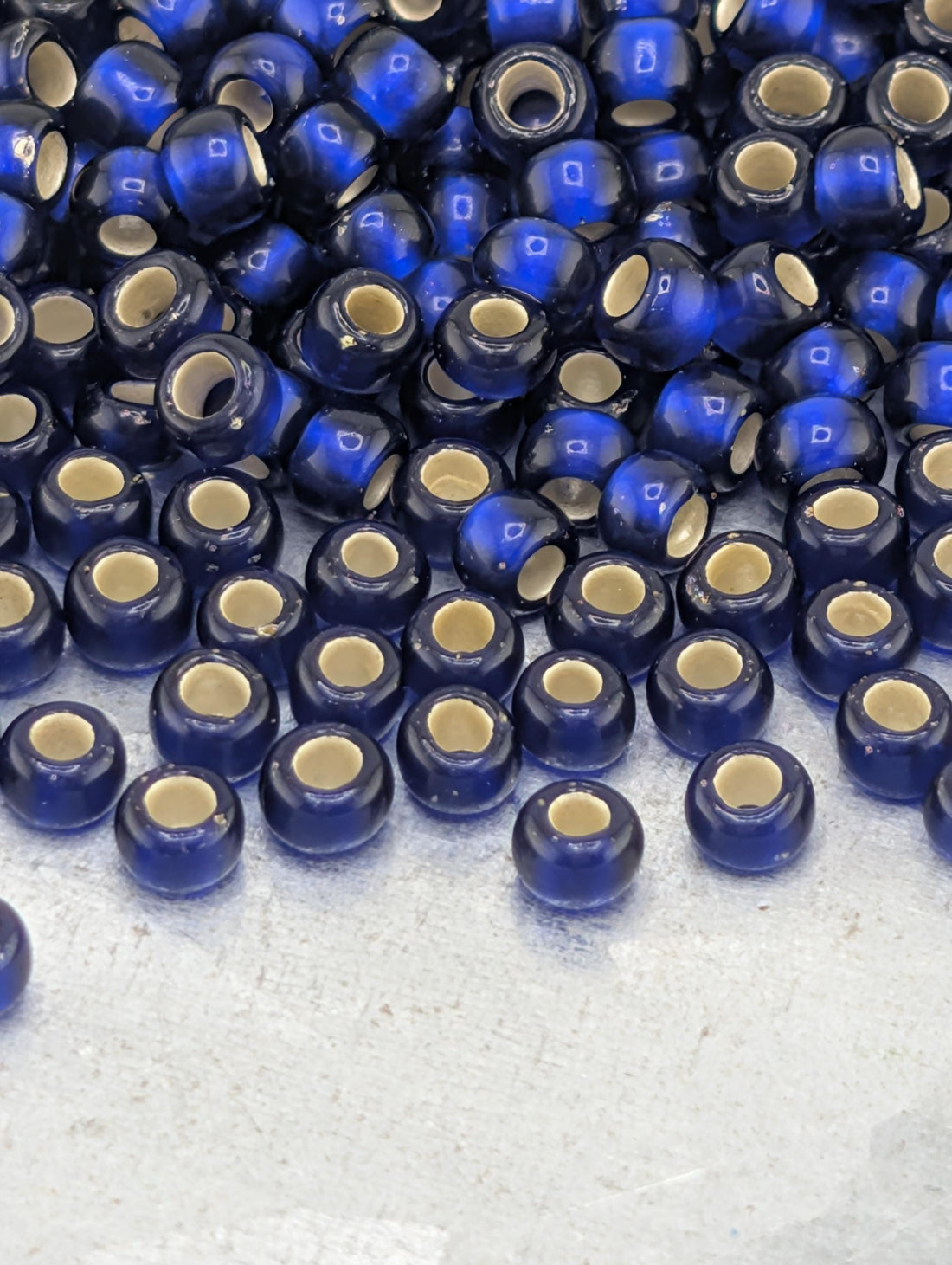 Silver-Lined Frosted Dk Sapphire Size 8/0 Toho Round 2.5" tube