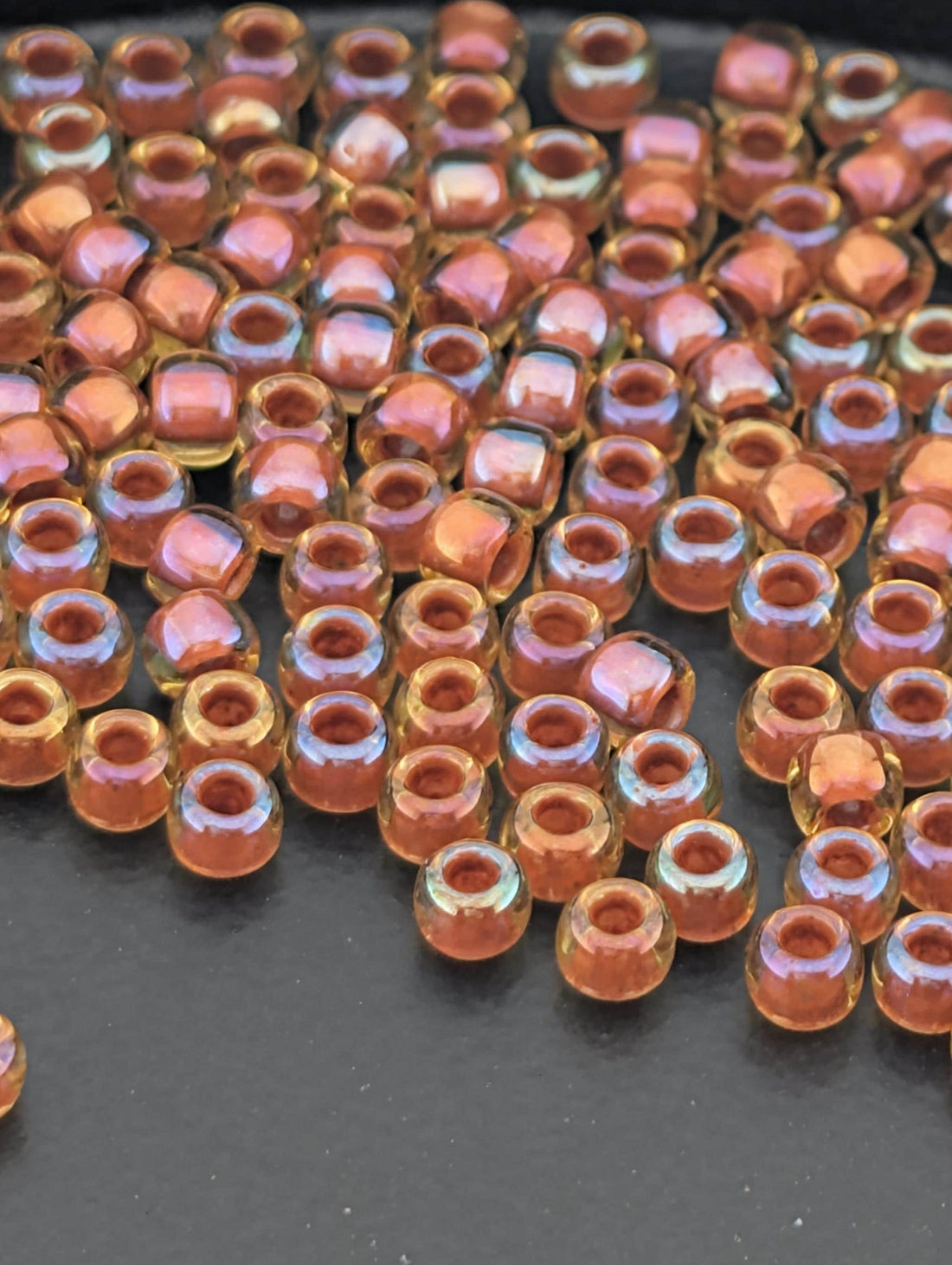 Inside-Color Jonquil/Brick Red-Lined Size 8/0 Toho Round 2.5" tube