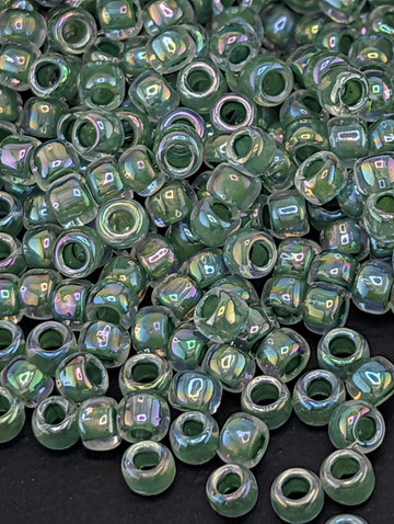 Inside-Color Rainbow Crystal/Shamrock-Lined Size 8/0 Toho Round 2.5" tube