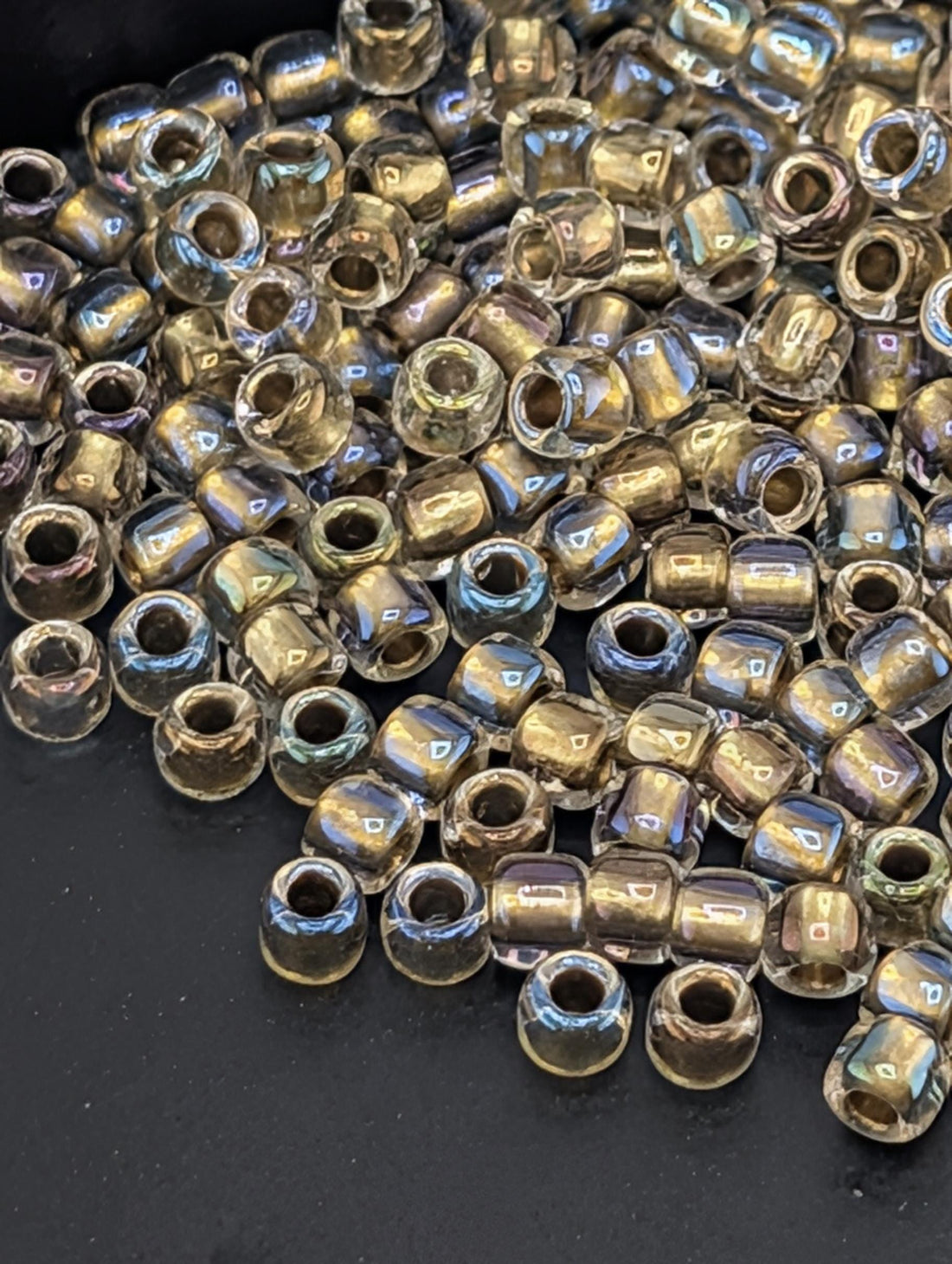 Inside-Color Crystal/Gold-Lined Size 8/0 Toho Round 2.5" tube