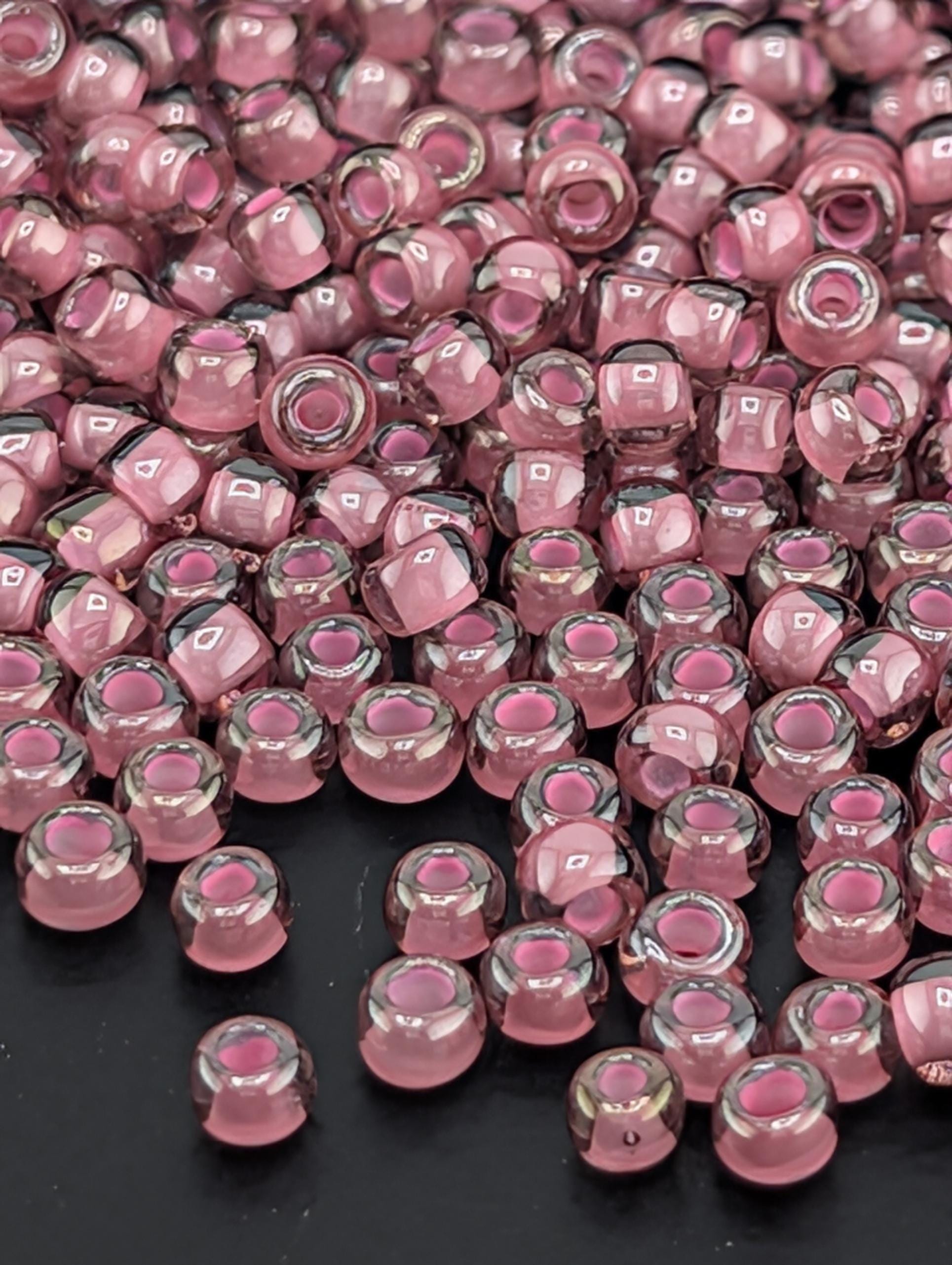 Inside-Color Frosted Lt Amethyst/Pink-Lined Size 8/0 Toho Round 2.5" tube