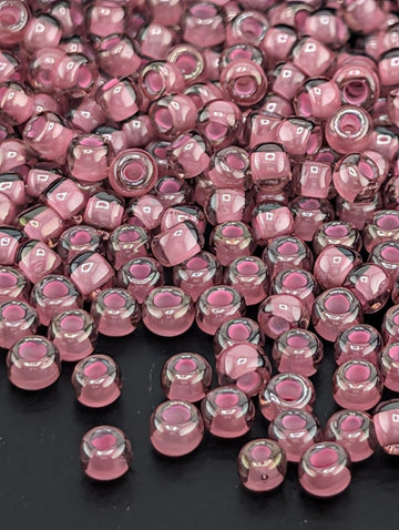 Inside-Color Frosted Lt Amethyst/Pink-Lined Size 8/0 Toho Round 2.5" tube