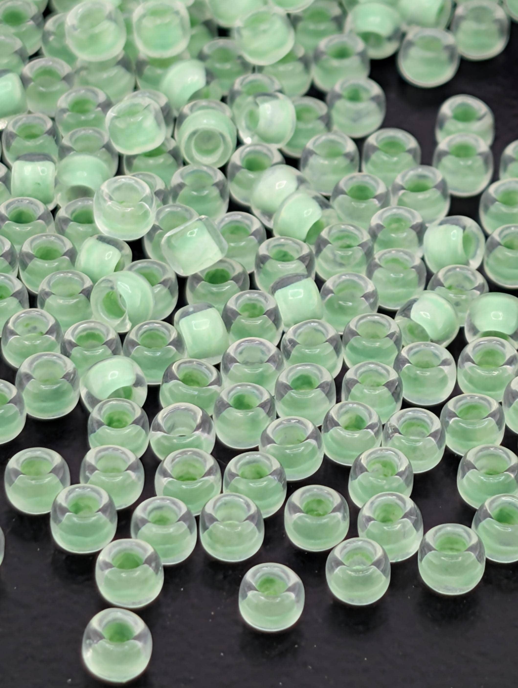 Inside-Color Crystal/Neon Sea Foam-Lined Size 8/0 Toho Round 2.5" tube