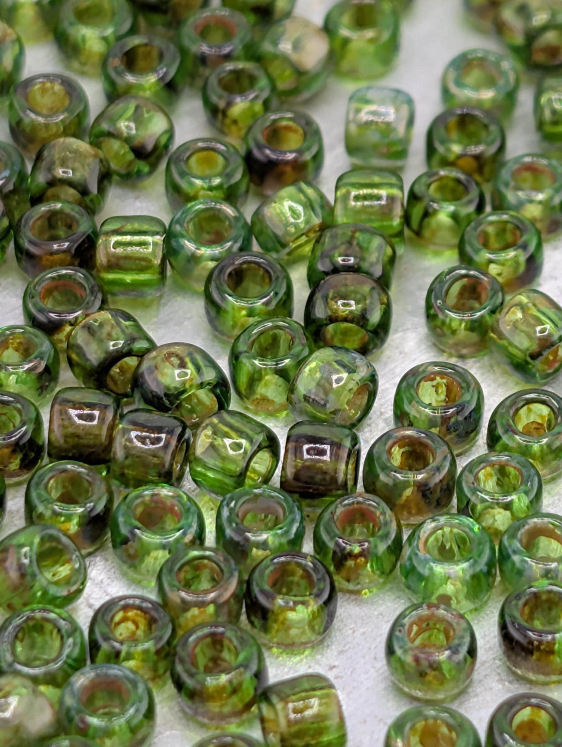 HYBRID Transparent Peridot - Picasso Size 8/0 Toho Round 2.5" tube | Japanese Seed Beads | Bead Weaving Embroidery Supply | DIY Jewelry
