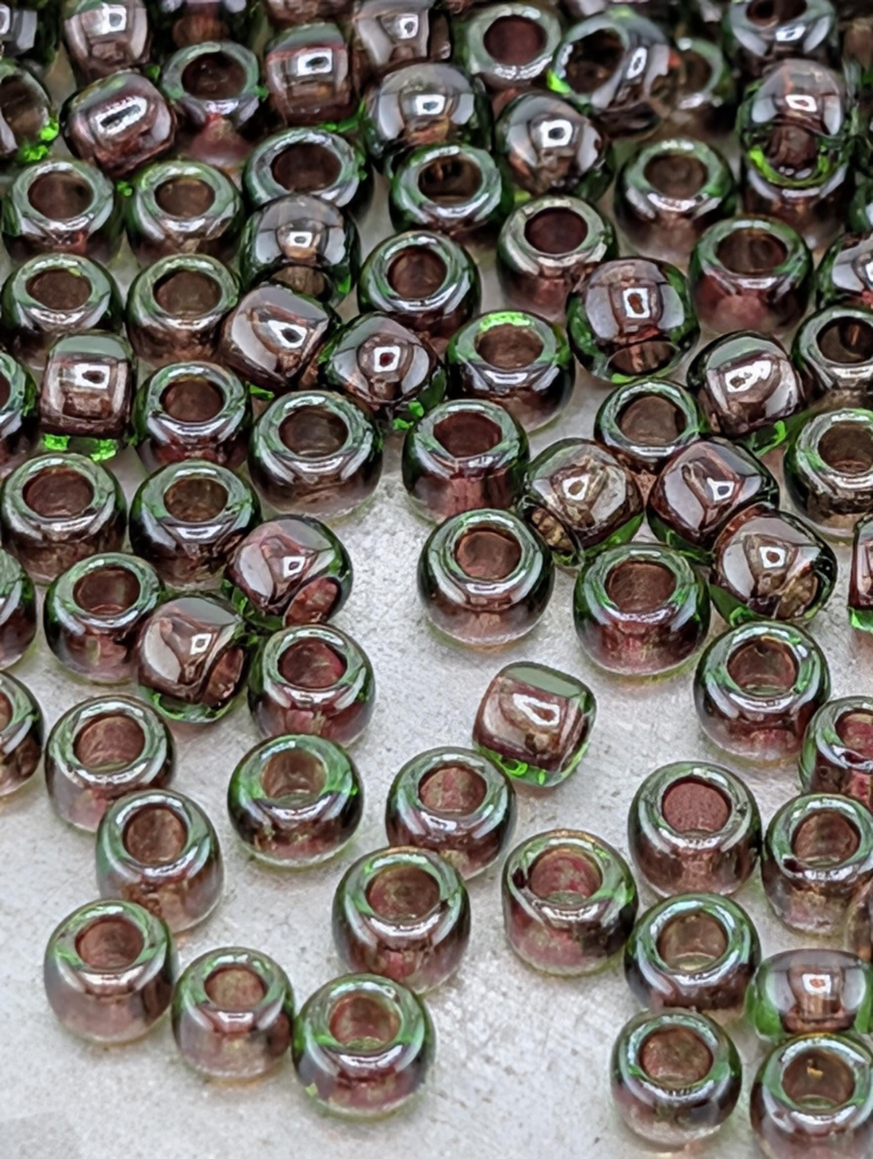 Inside-Color Peridot/Fuchsia-Lined Size 8/0 Toho Round 2.5" tube