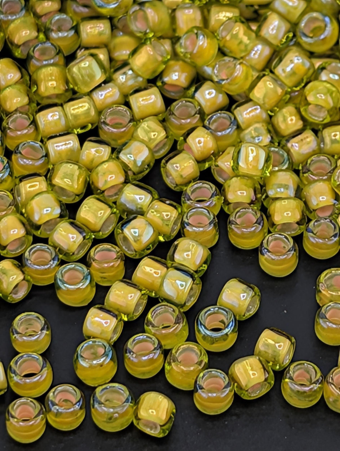 Inside-Color Jonquil/Apricot-Lined Size 8/0 Toho Round 2.5" tube