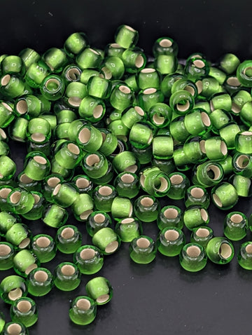 Silver-Lined Frosted Peridot Size 8/0 Toho Round 2.5" tube