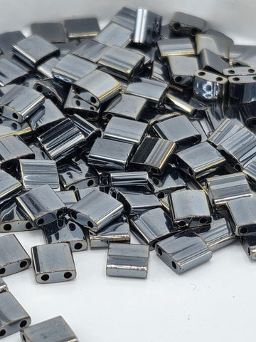TL0464-Miyuki Tila Beads:Gunmetal M (7.5g pkg)