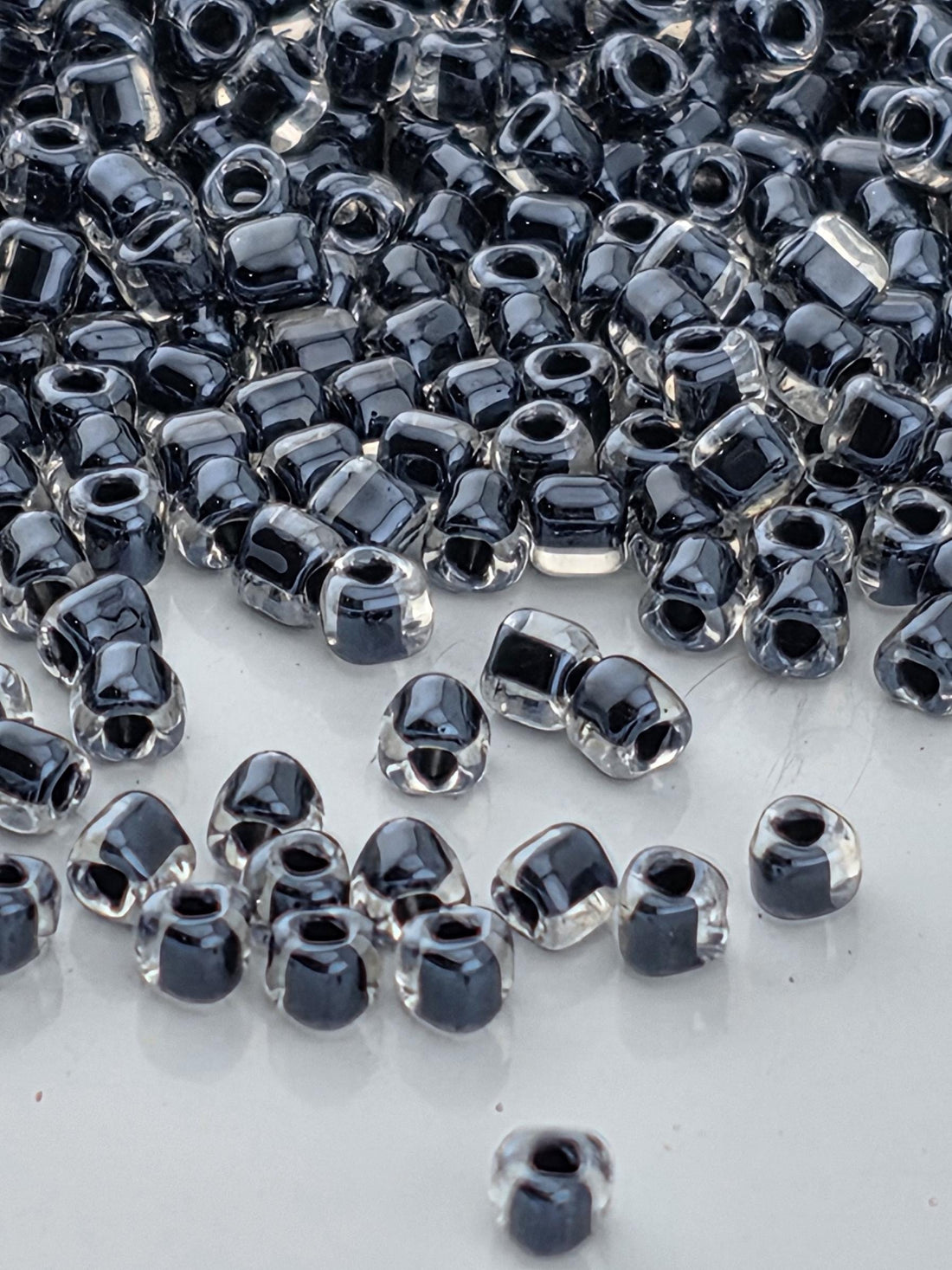 Crystal/Black Inside Color Lined Miyuki Triangle Size 10/0 (15g Pkg) | Japanese Seed Beads | Bead Weaving Embroidery Supply | DIY Jewelry
