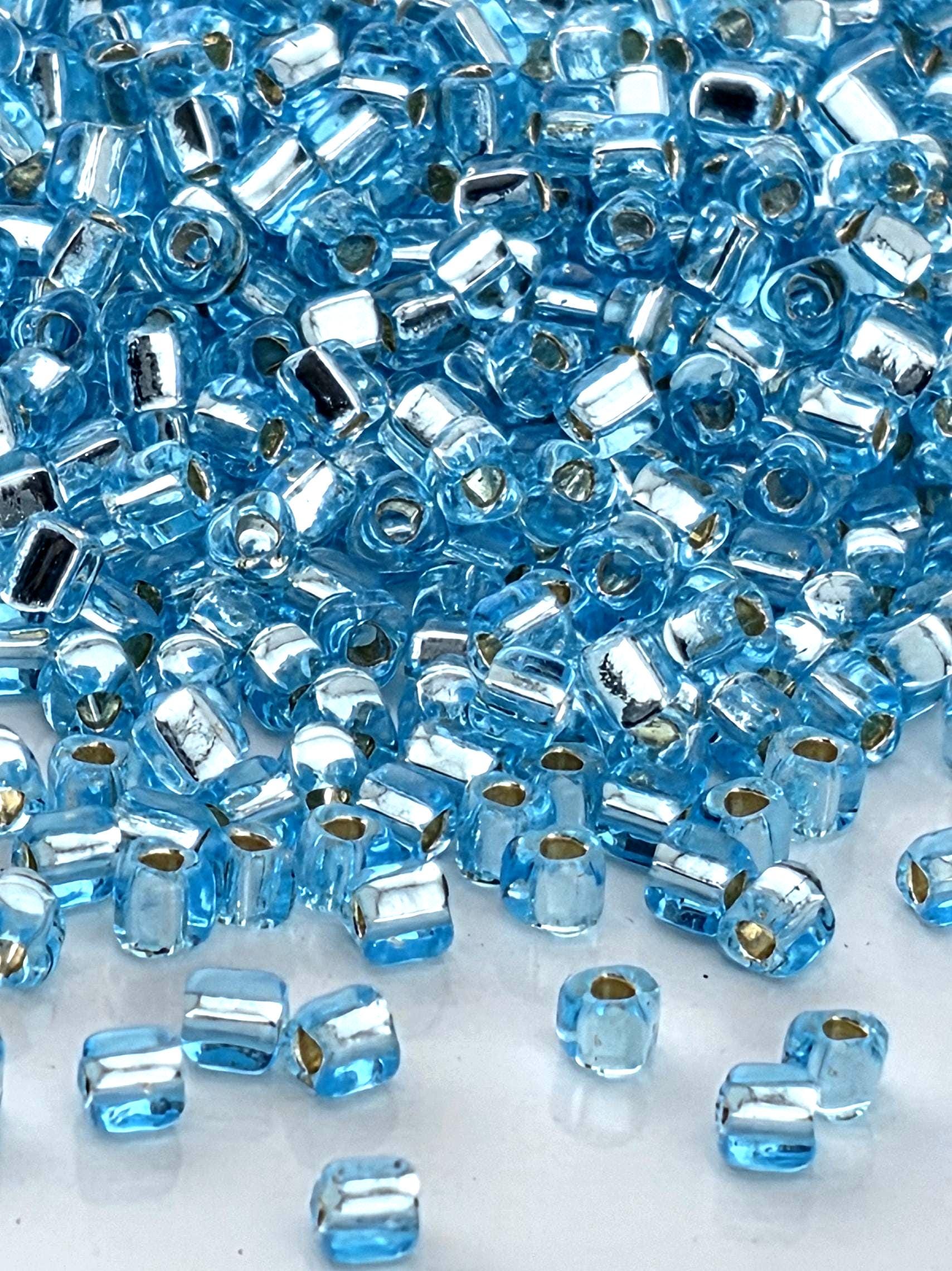 Blue Topaz Translucent Silver Lined Miyuki Triangle Size 10/0 (15g Pkg) | Japanese Seed Beads | Bead Weaving Embroidery Supply | DIY Jewelry