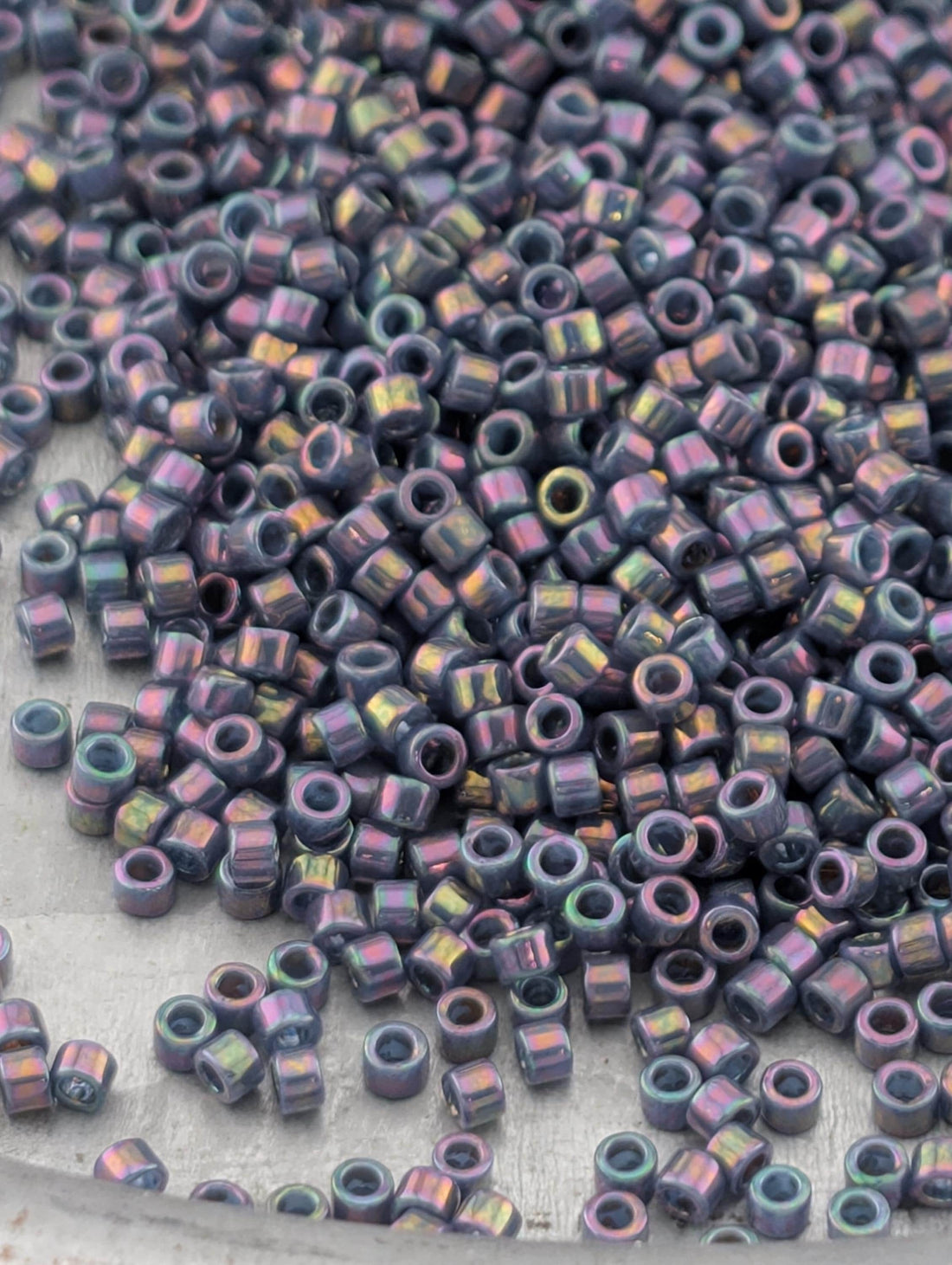 DB0134 Miyuki Delica Seed Beads Grey Denim Opaque Luster Rainbow (Size 11, 7 grams, ~1400 beads)
