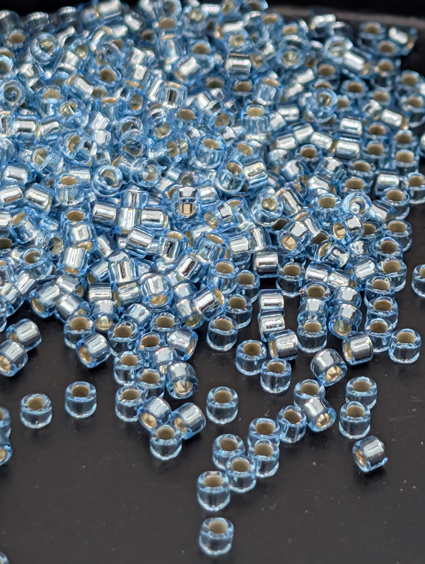 DB0044:Blue Topaz Translucent Silver Lined Miyuki Delica (Size 11, 7 grams, ~1400 beads)