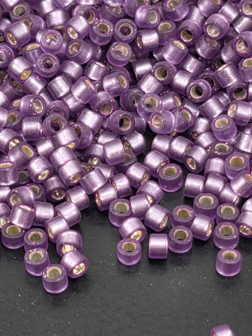 DB0695:Dusky Purple Translucent Silver Lined Semi-Matte Duracoat Miyuki Delica (Size 11, 7 grams, ~1400 beads)