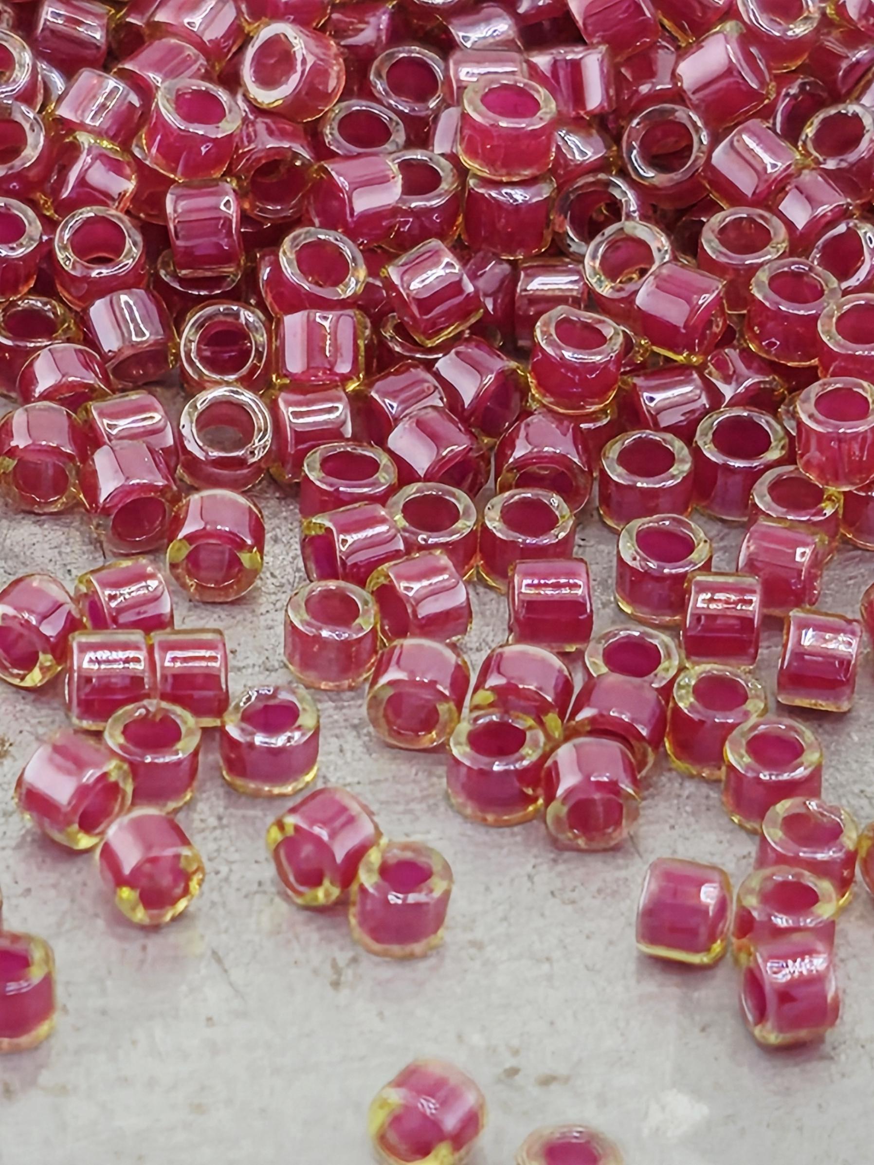 DB0283 Miyuki Delica Beads: Amber and Dark Red (Size 11, 7 grams, ~1400 beads)