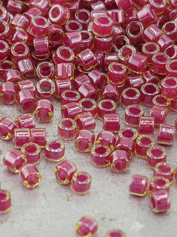 DB0283 Miyuki Delica Beads: Amber and Dark Red (Size 11, 7 grams, ~1400 beads)