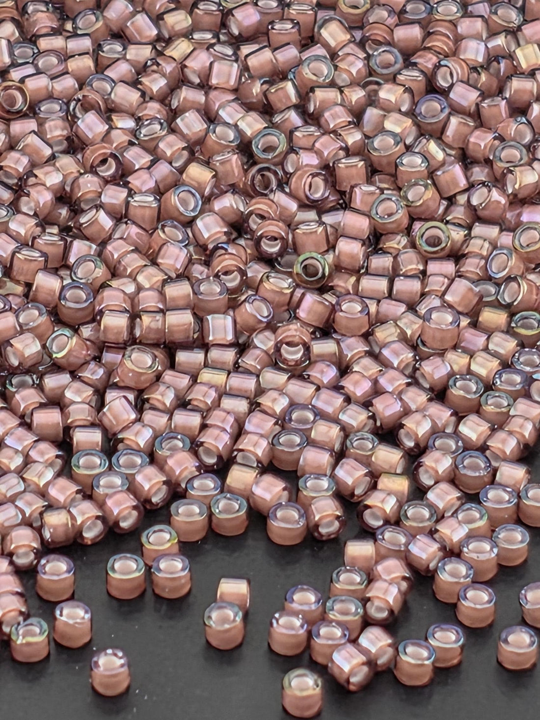 DB1792:Current Craze/White Inside Color Lined Rainbow Miyuki Delica (Size 11, 7 grams, ~1400 beads)