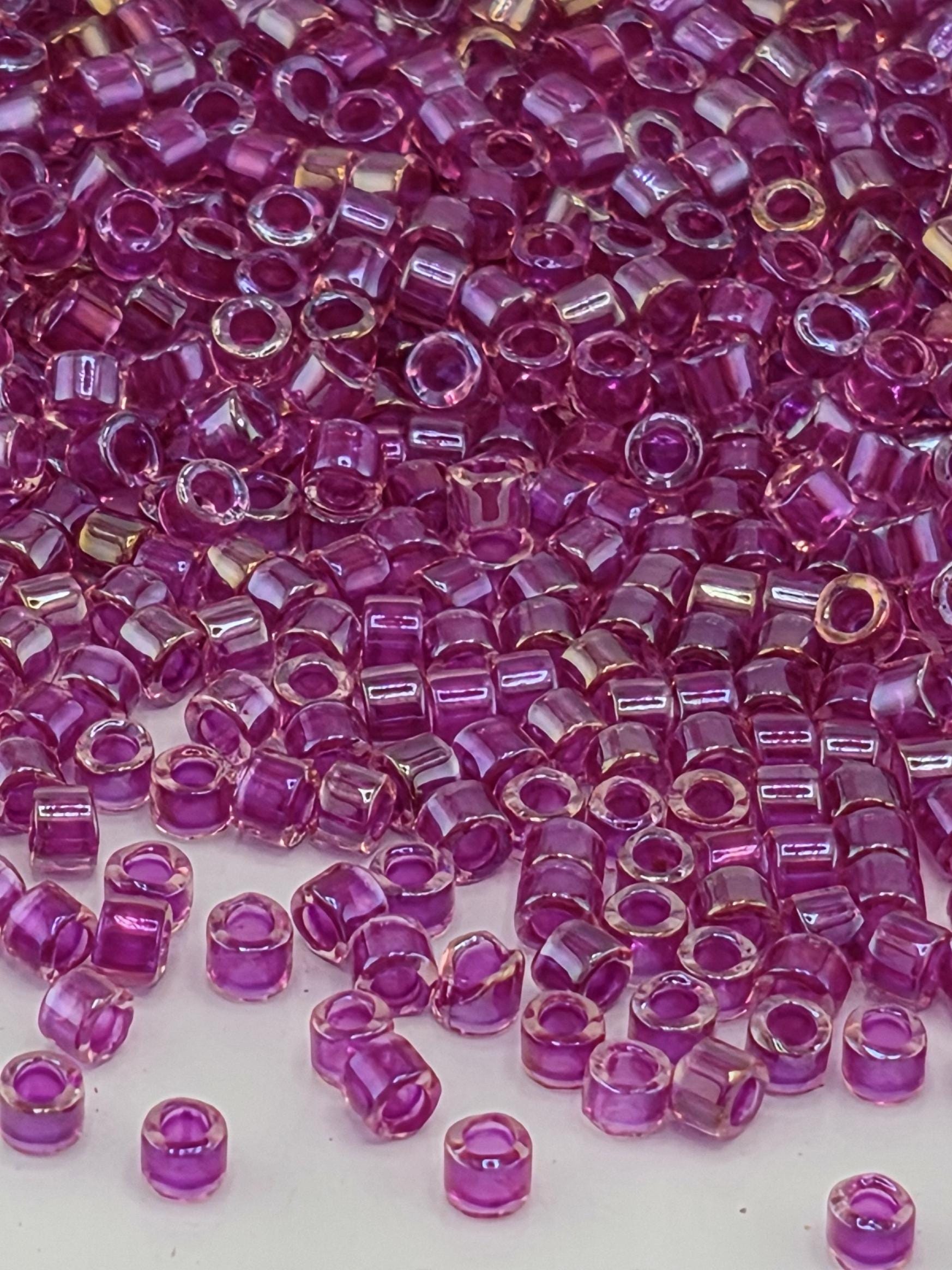 DB2389:Violet Rose Inside Color Lined Rainbow Duracoat Miyuki Delica (Size 11, 7 grams, ~1400 beads)