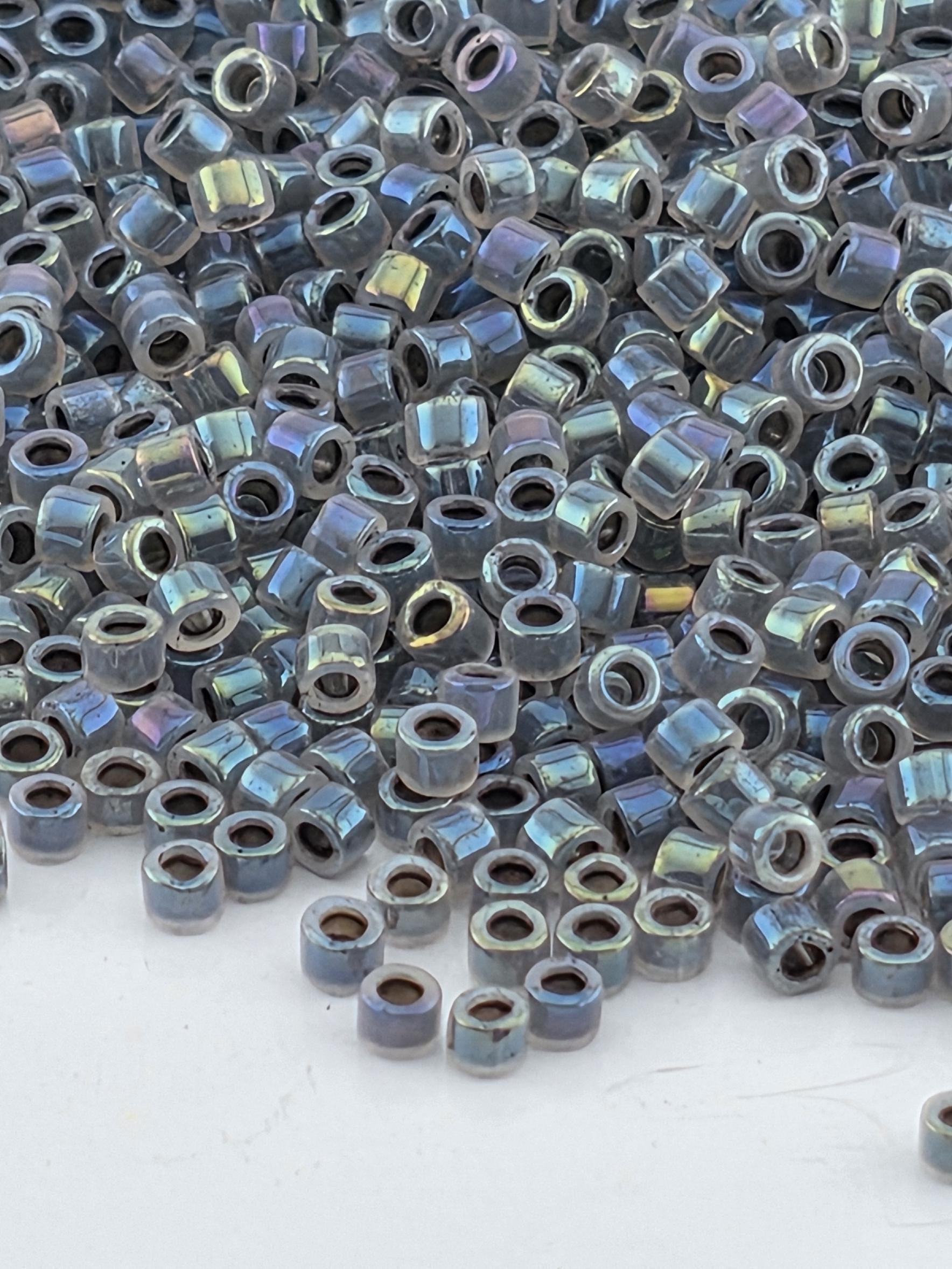 DB1774:Candle Lit/Grey Inside Color Lined Sparkle Rainbow Miyuki Delica (Size 11, 7 grams, ~1400 beads)