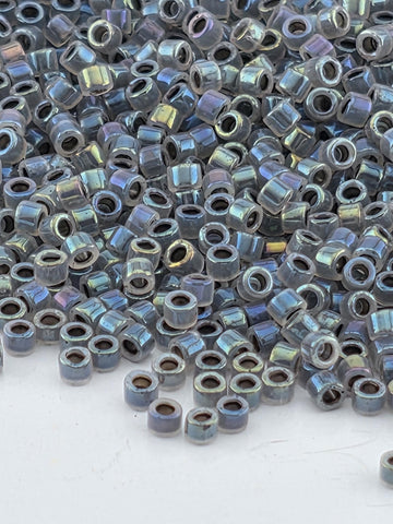 DB1774:Candle Lit/Grey Inside Color Lined Sparkle Rainbow Miyuki Delica (Size 11, 7 grams, ~1400 beads)