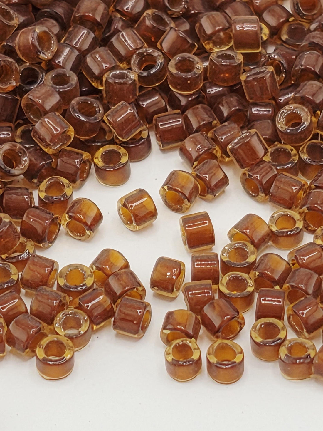 DB1393:Golden Brown/Chocolate Inside Color Lined Sparkle Miyuki Delica (Size 11, 7 grams, ~1400 beads)