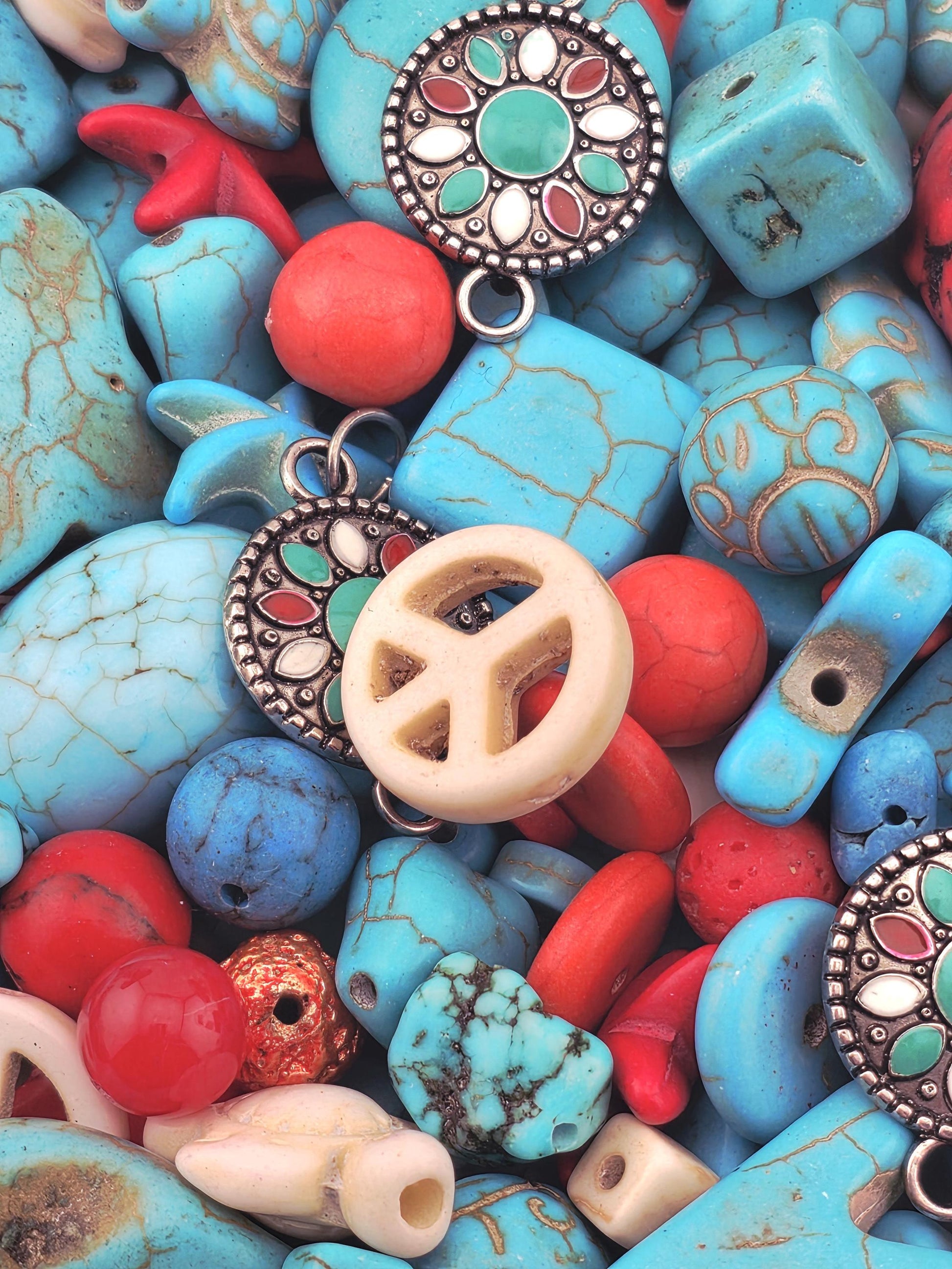 Santa Fe Sky Howlite Beads, Textured Gemstones (2oz Craft Lot) | Jewelry Making Bracelet Supply | Learise Curated Mix