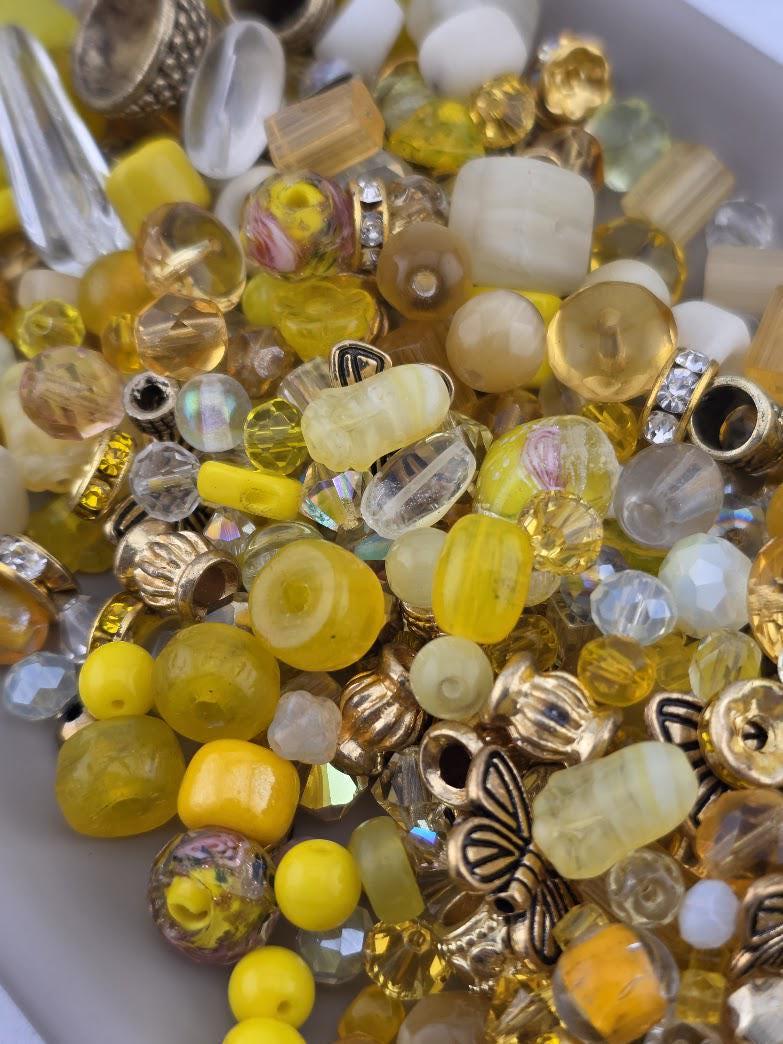 Sunny Sundays Glass Beads, Mixed Shapes, Orange Yellow (56g Pack) | Jewelry Making Bracelet Supply | Learise Curated Mix