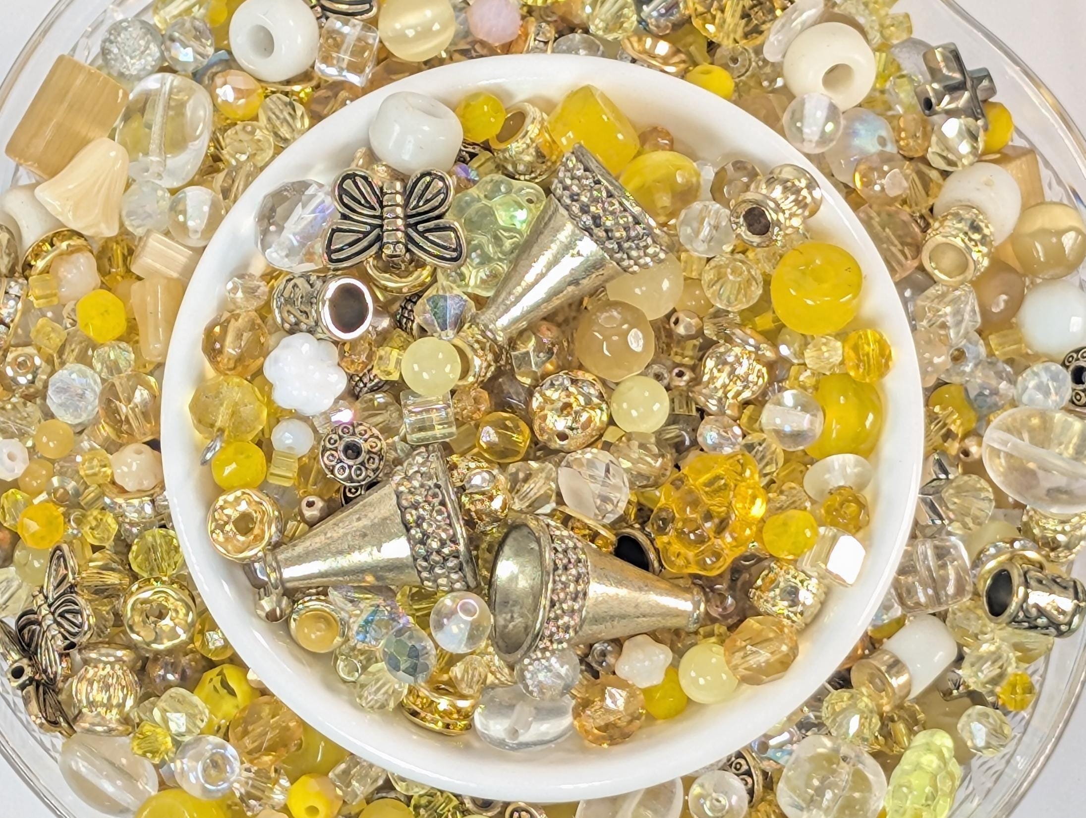 Sunny Sundays Glass Beads, Mixed Shapes, Orange Yellow (56g Pack) | Jewelry Making Bracelet Supply | Learise Curated Mix