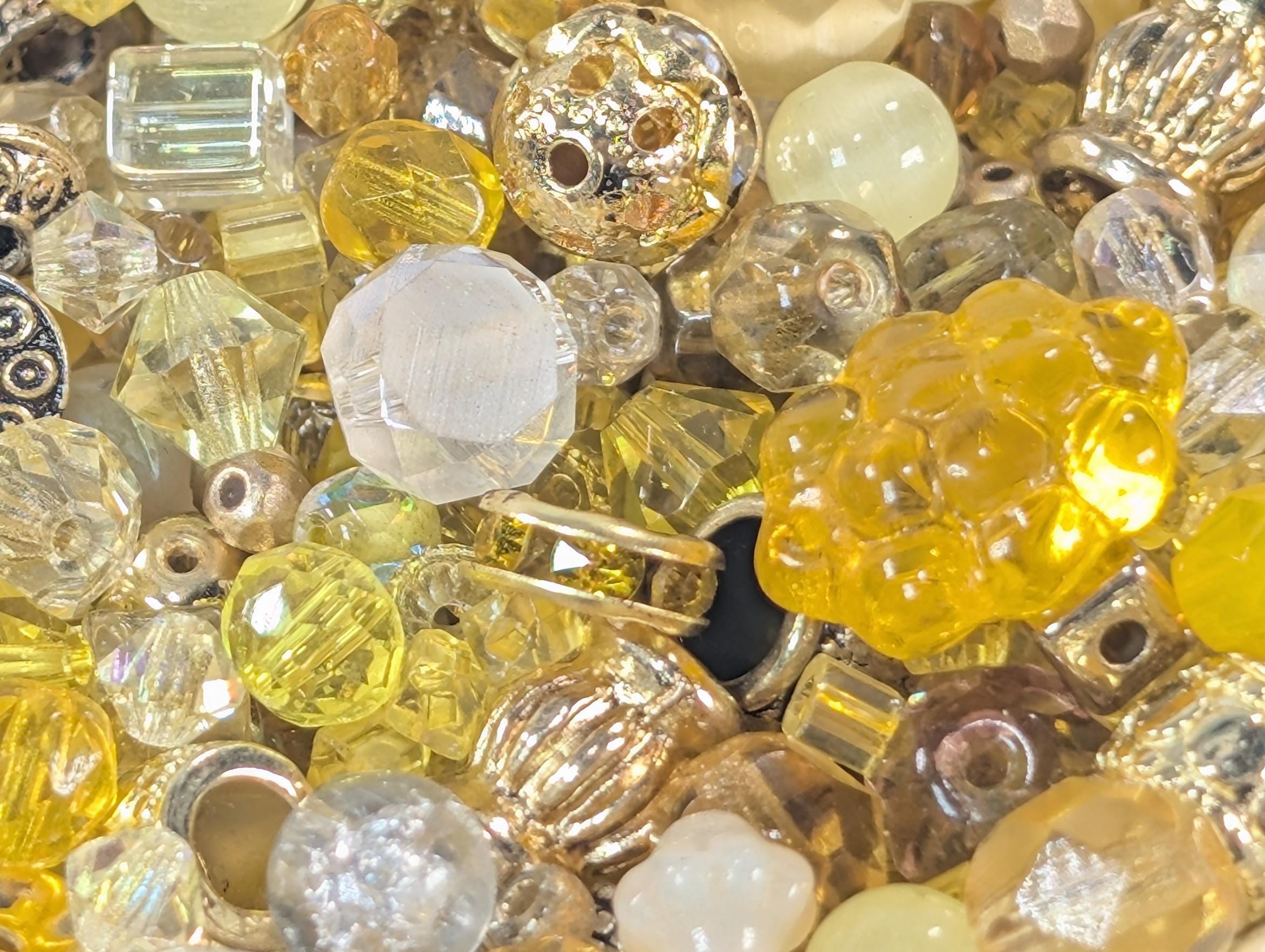Sunny Sundays Glass Beads, Mixed Shapes, Orange Yellow (56g Pack) | Jewelry Making Bracelet Supply | Learise Curated Mix