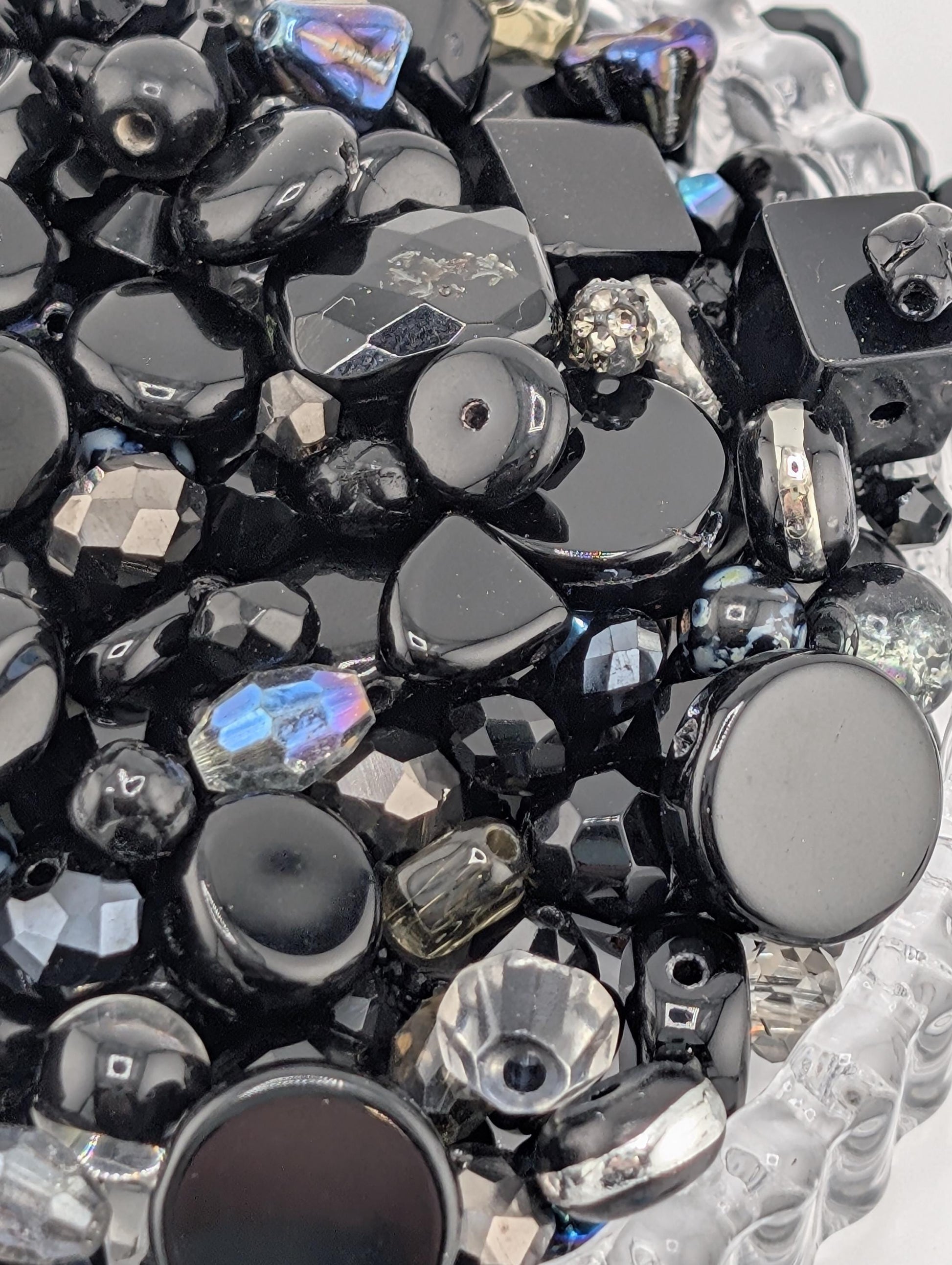 Glass Bead Soup Mix: Black and Charcoal Faceted Beads - Swarovski Charms | Jewelry Making Bracelet Supply | Learise Curated Mix