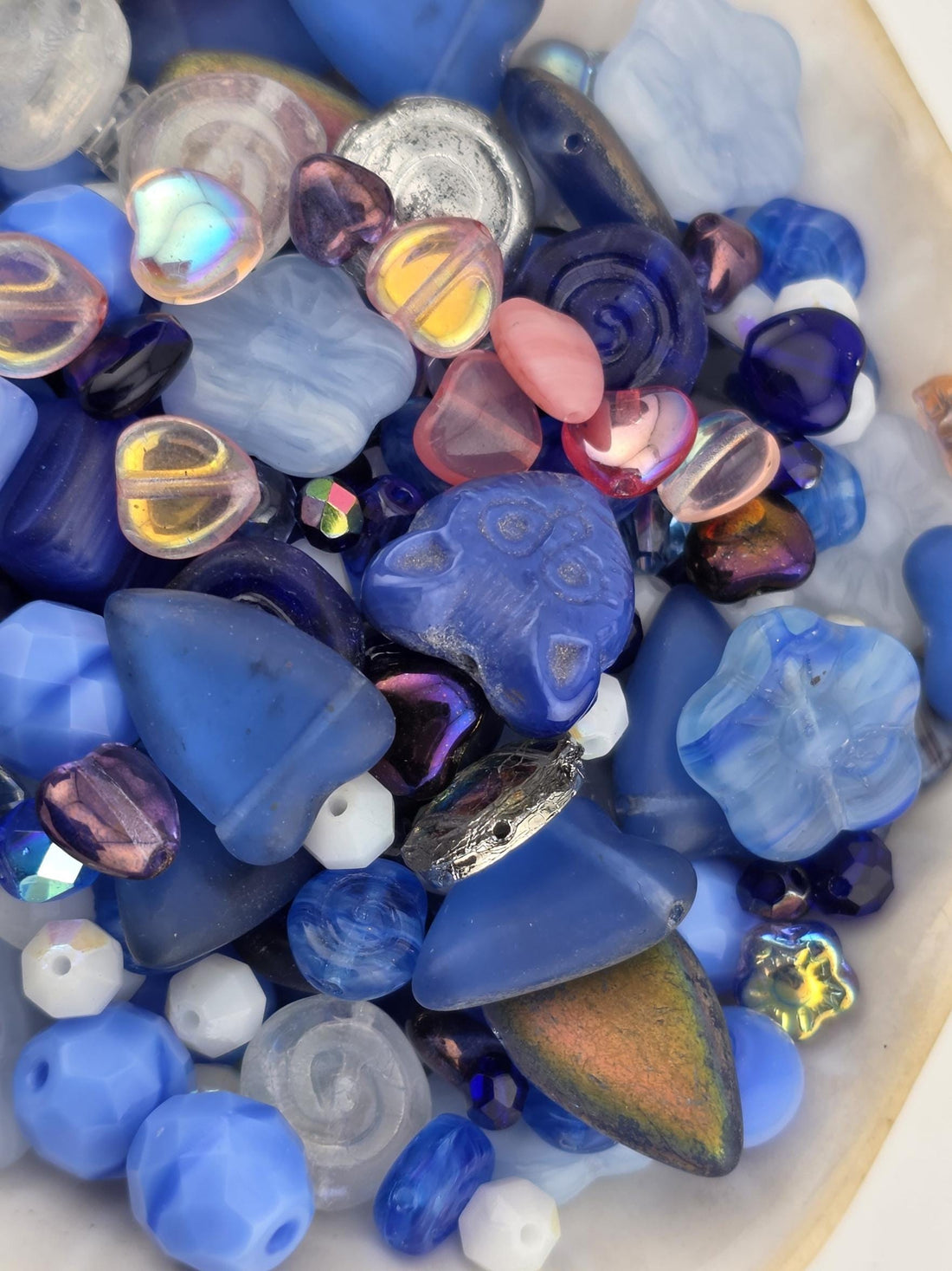 1oz "Valentine Blues" Czech Glass Bead Mix