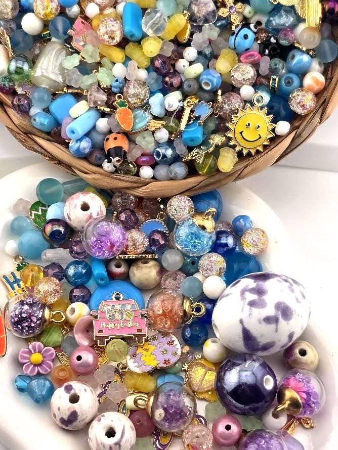 2oz | "Easter Egg Hunt" Glass Bead Soup with Metal Charms Mix