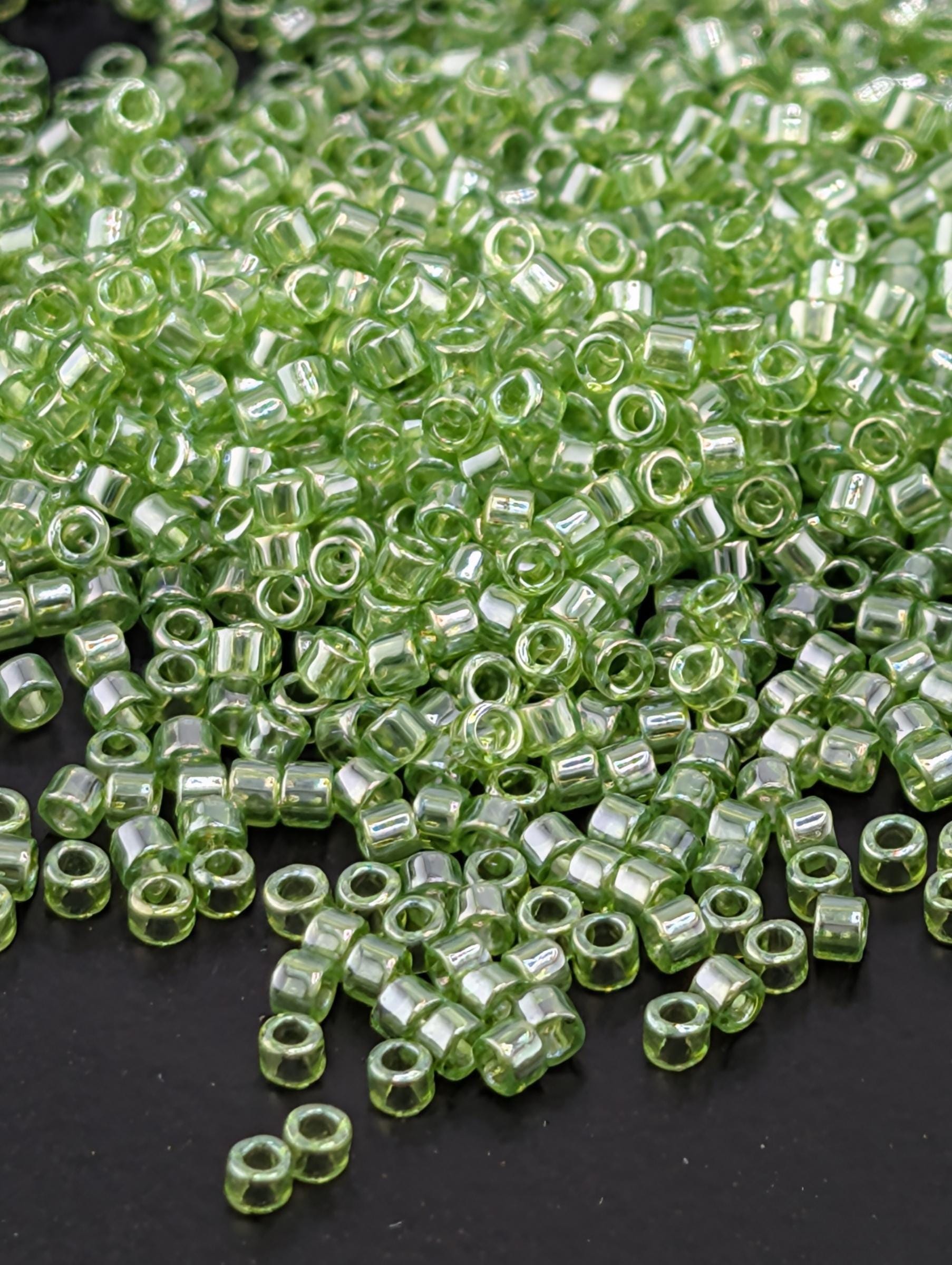 DB1226:Crisp Green Apple Translucent Inside Color Lined Miyuki Delica (Size 11, 7 grams, ~1400 beads)