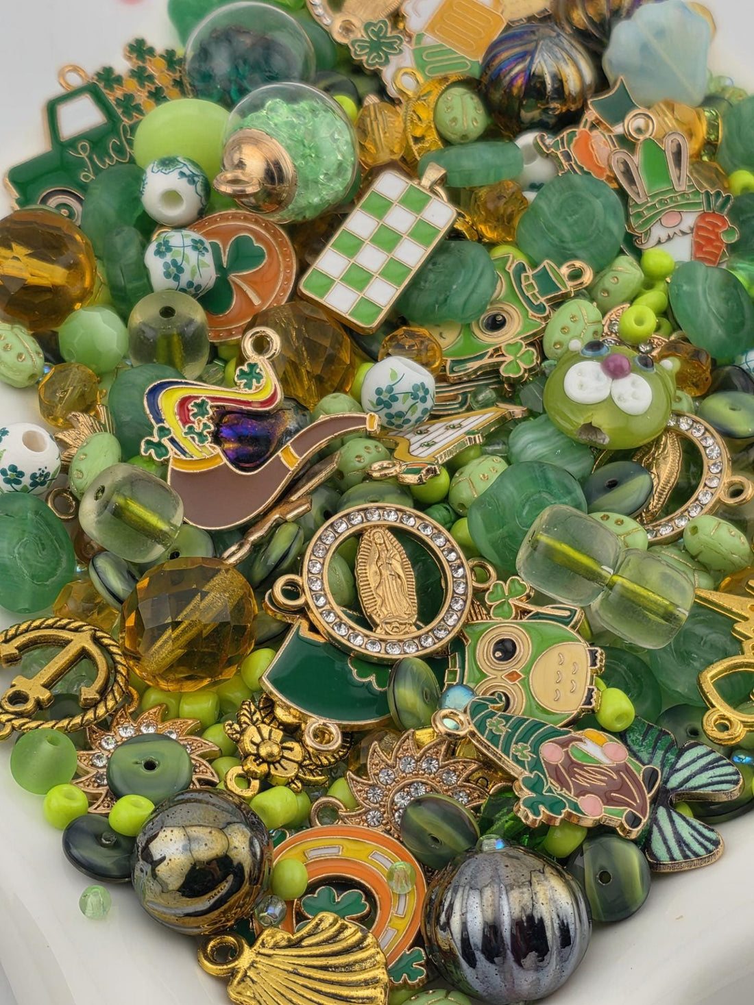 2oz | "Pot of Gold" Glass Bead Soup with Metal Charms Mix