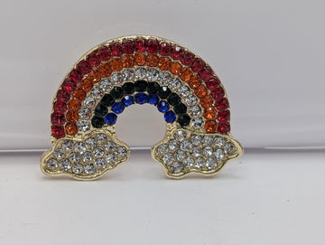 Colorful Rainbow Rhinestone Brooch Pin - Silver or Gold Plated Pendant | Handmade Pin | Jacket Scarf Hat Accessory | Gift Idea