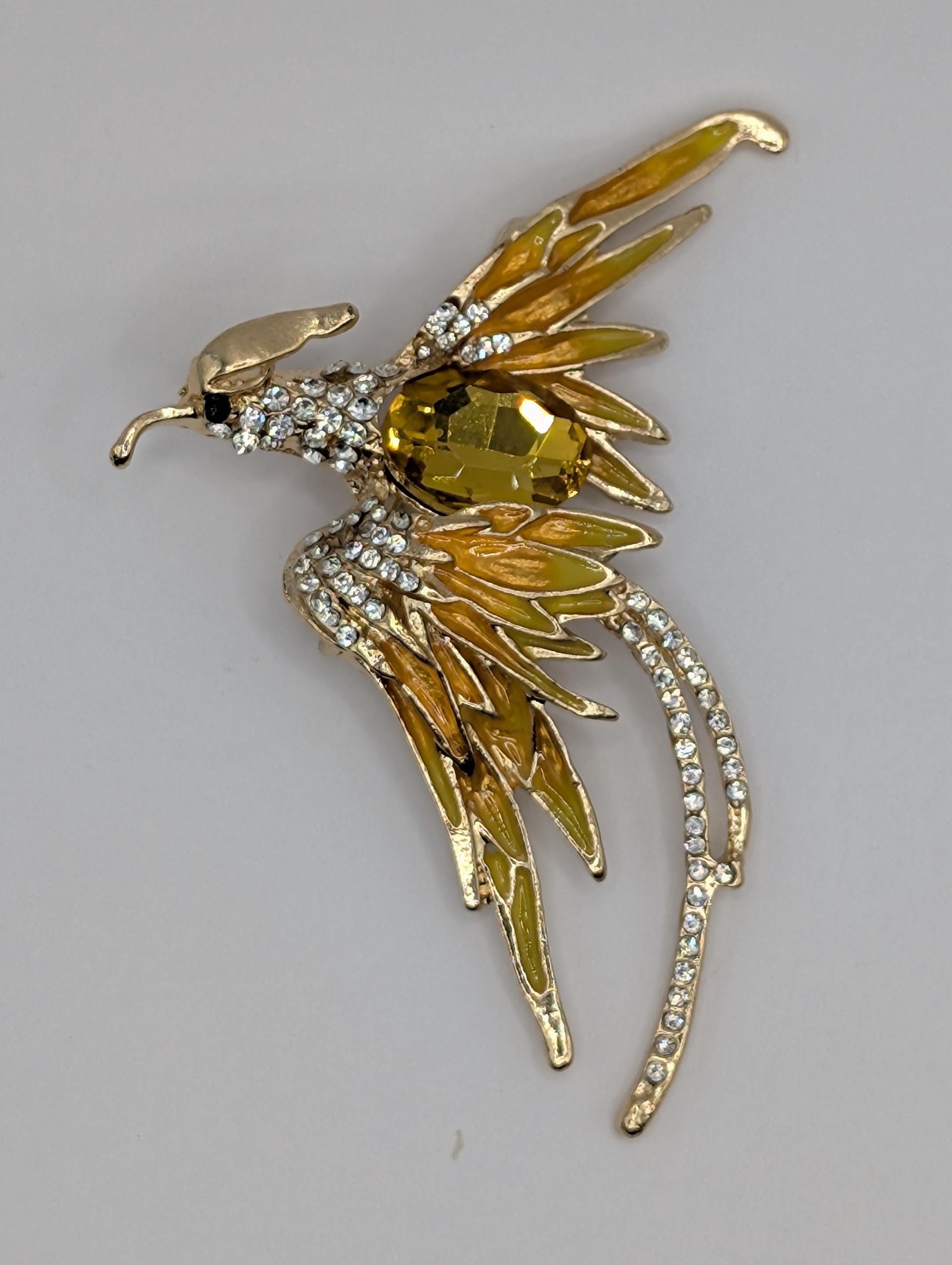 Phoenix Brooch: Gold Plated Rhinestone Pin (Elegant Accessory)