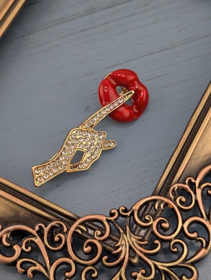 Delicate Gold Plated Brooch: Rhinestone Pin (Casual or Formal) | Handmade Pin | Jacket Scarf Hat Accessory | Gift Idea