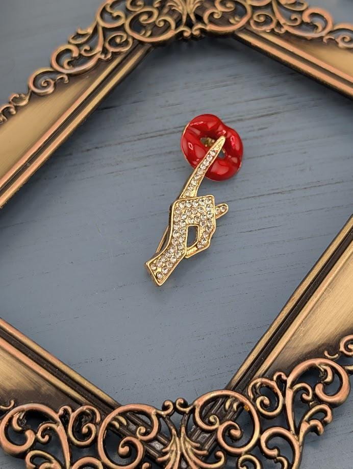 Delicate Gold Plated Brooch: Rhinestone Pin (Casual or Formal)