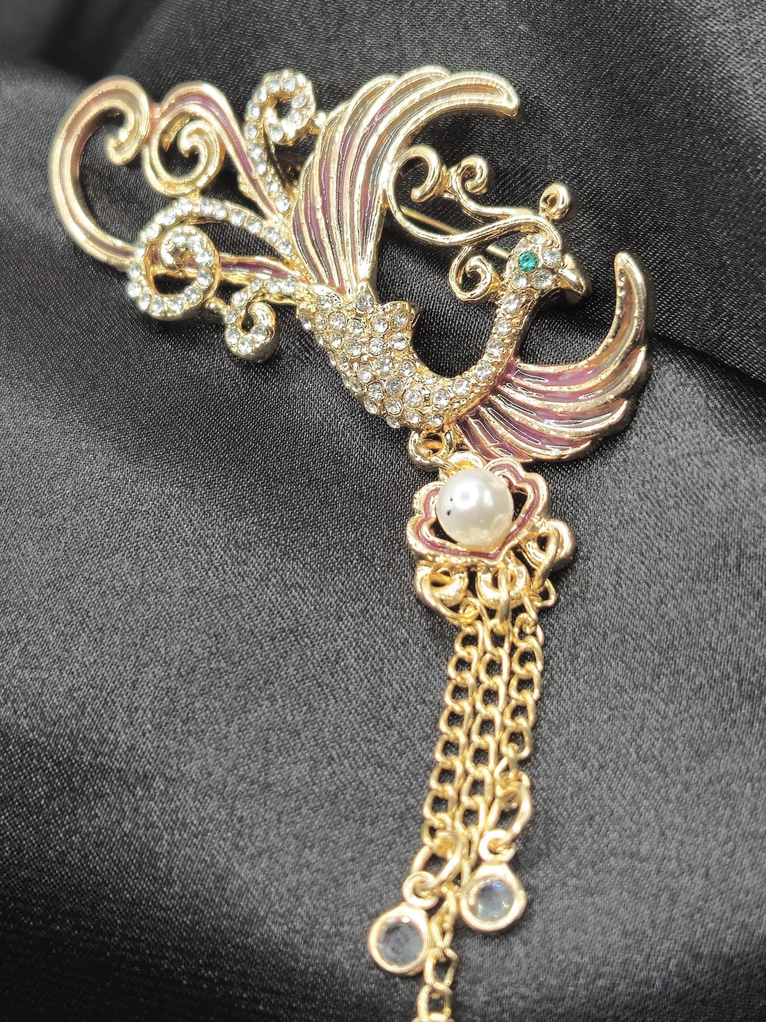 Gold Plated Phoenix Brooch: Yellow Enamel Pin, 1.5 Inch