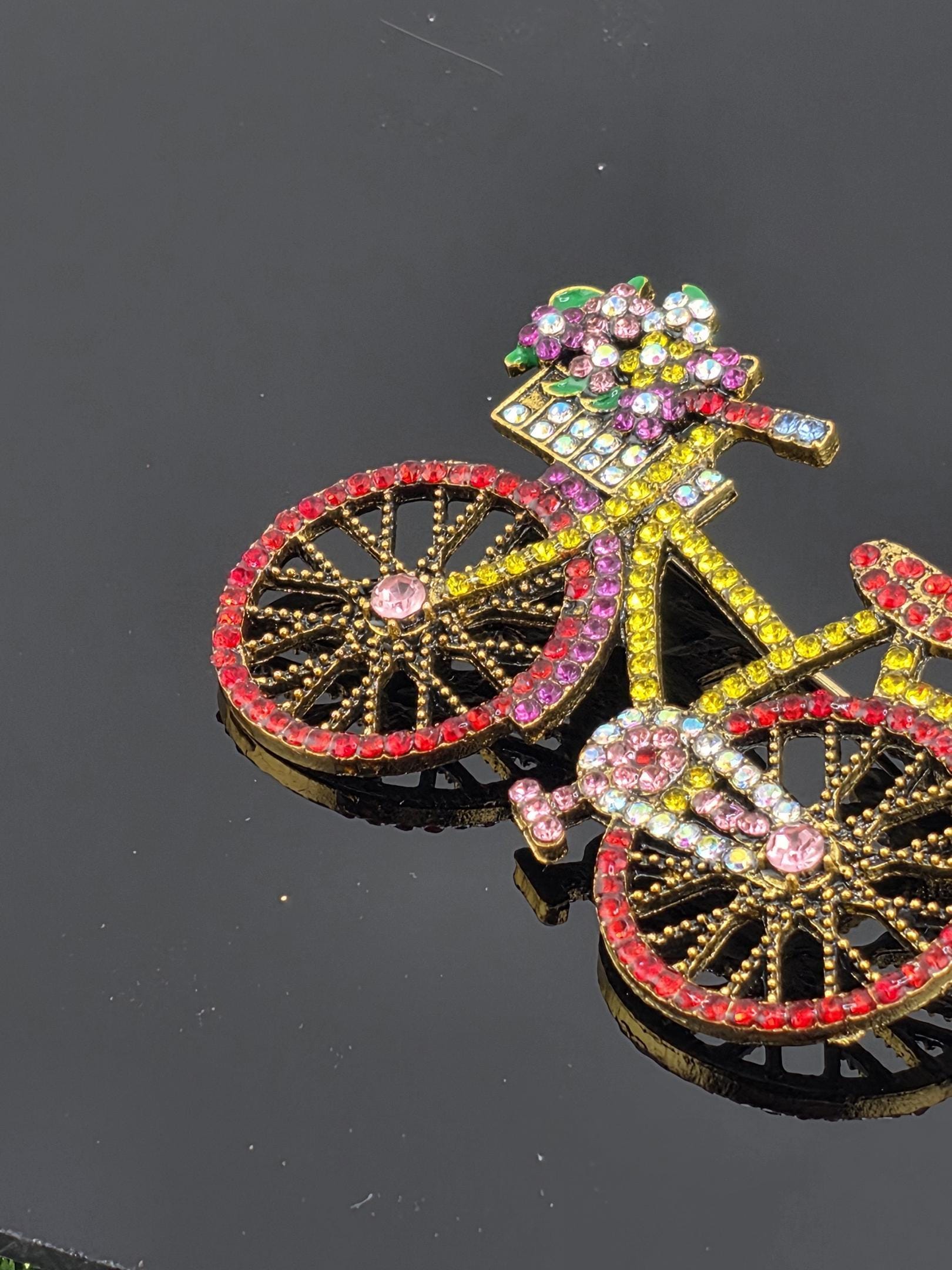 Vintage Style Bicycle Brooch, Gold Plated with Enamel (Lightweight Pin) | Handmade Pin | Jacket Scarf Hat Accessory | Gift Idea