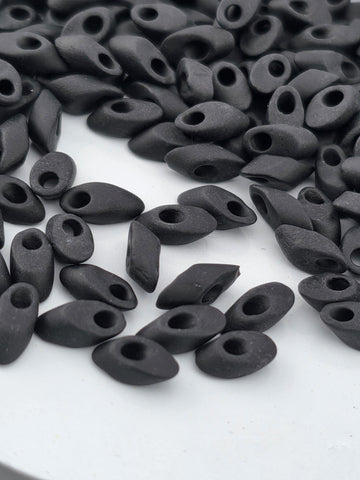 Miyuki Long Magatama Black Opaque Matte Size 4x7mm