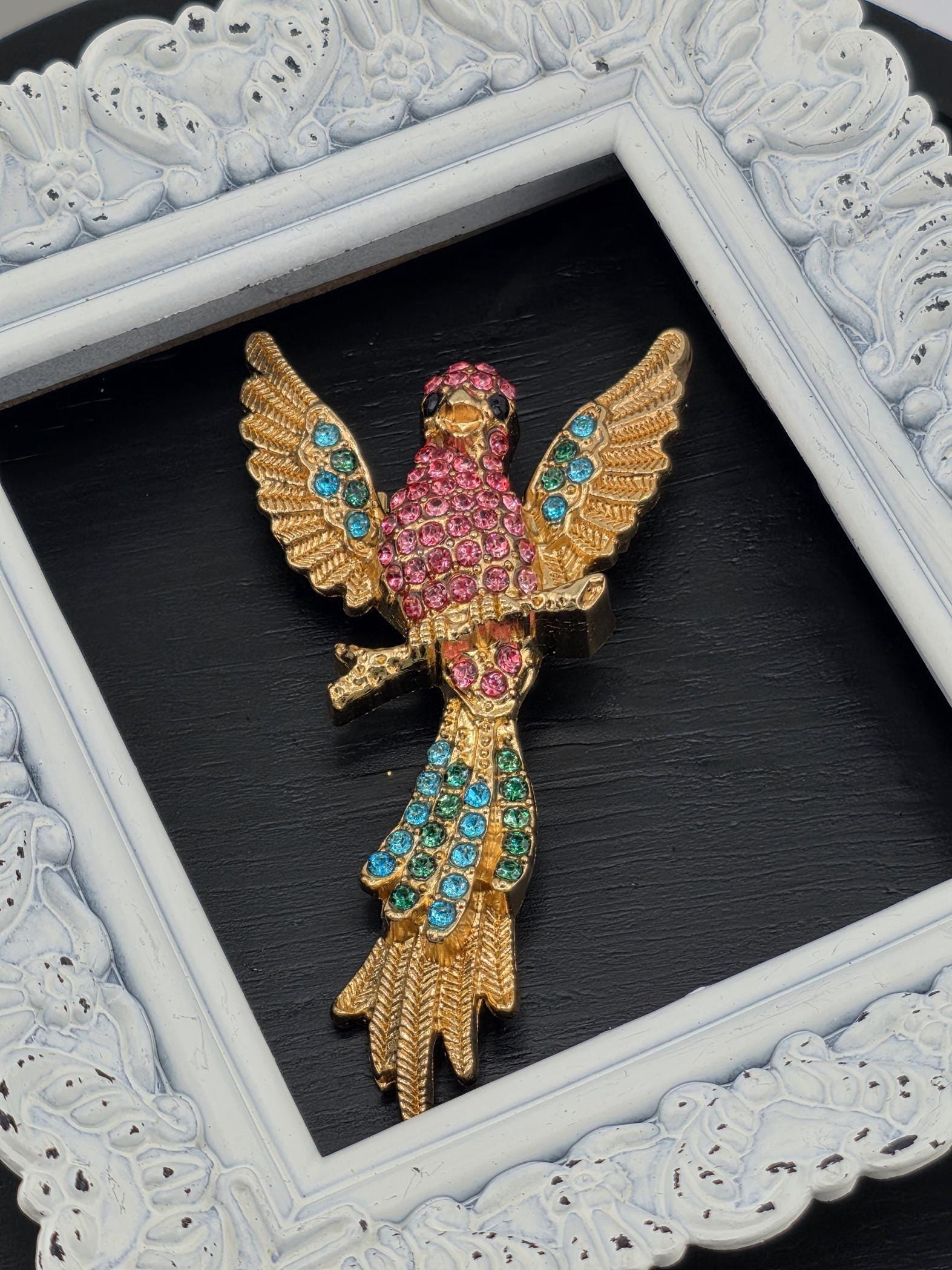 Parrot Brooch: Colorful Pastel Animal Pin (Gold Plated, Lightweight) | Handmade Pin | Jacket Scarf Hat Accessory | Gift Idea