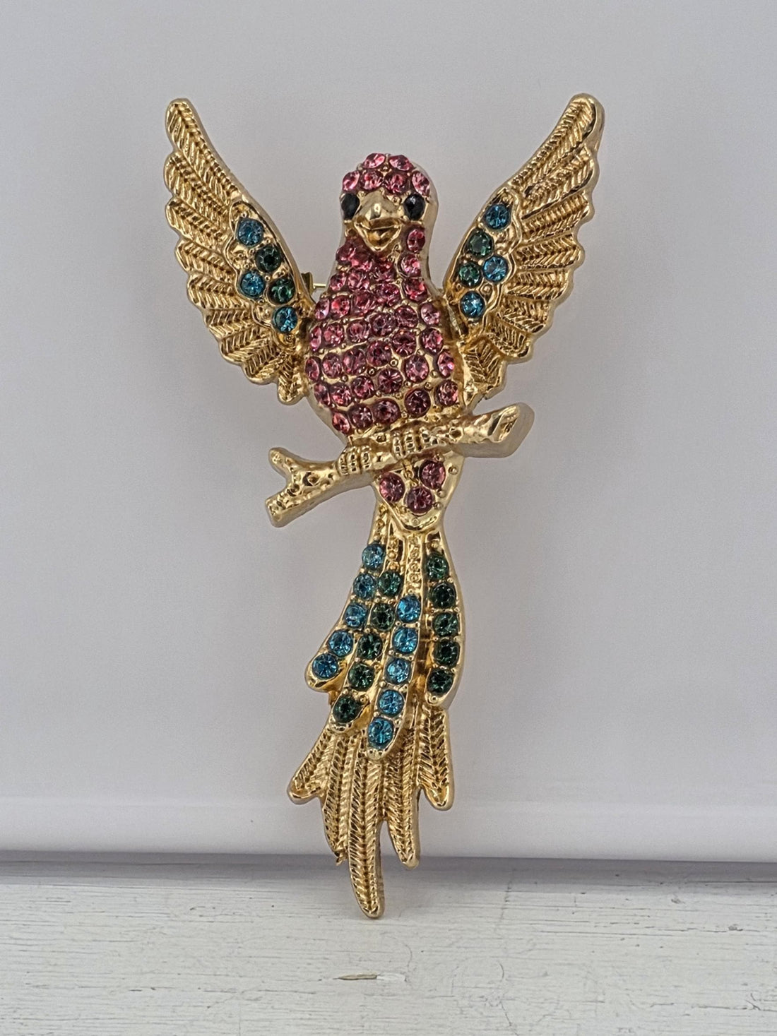 Parrot Brooch: Colorful Pastel Animal Pin (Gold Plated, Lightweight) | Handmade Pin | Jacket Scarf Hat Accessory | Gift Idea