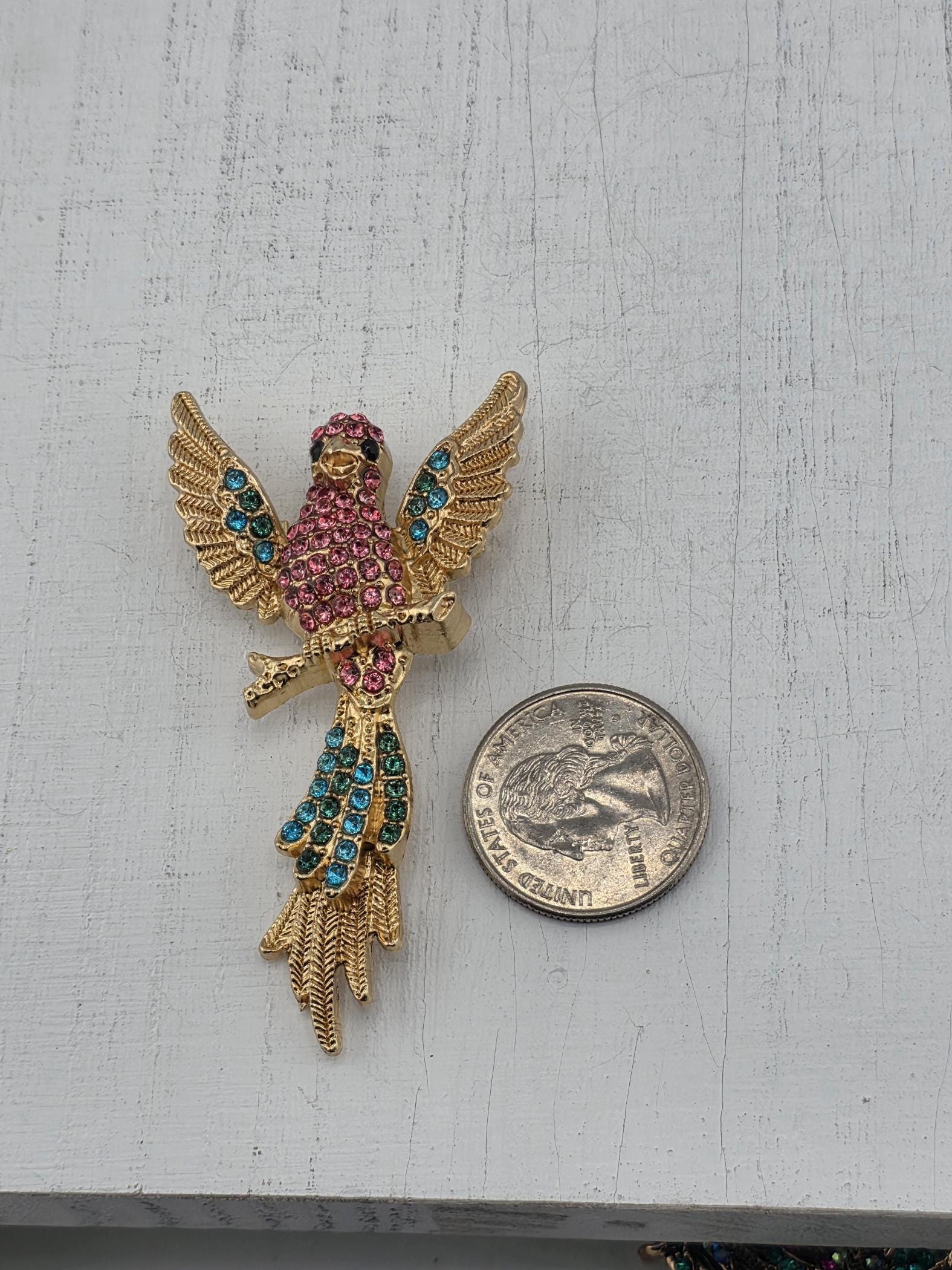 Parrot Brooch: Colorful Pastel Animal Pin (Gold Plated, Lightweight) | Handmade Pin | Jacket Scarf Hat Accessory | Gift Idea