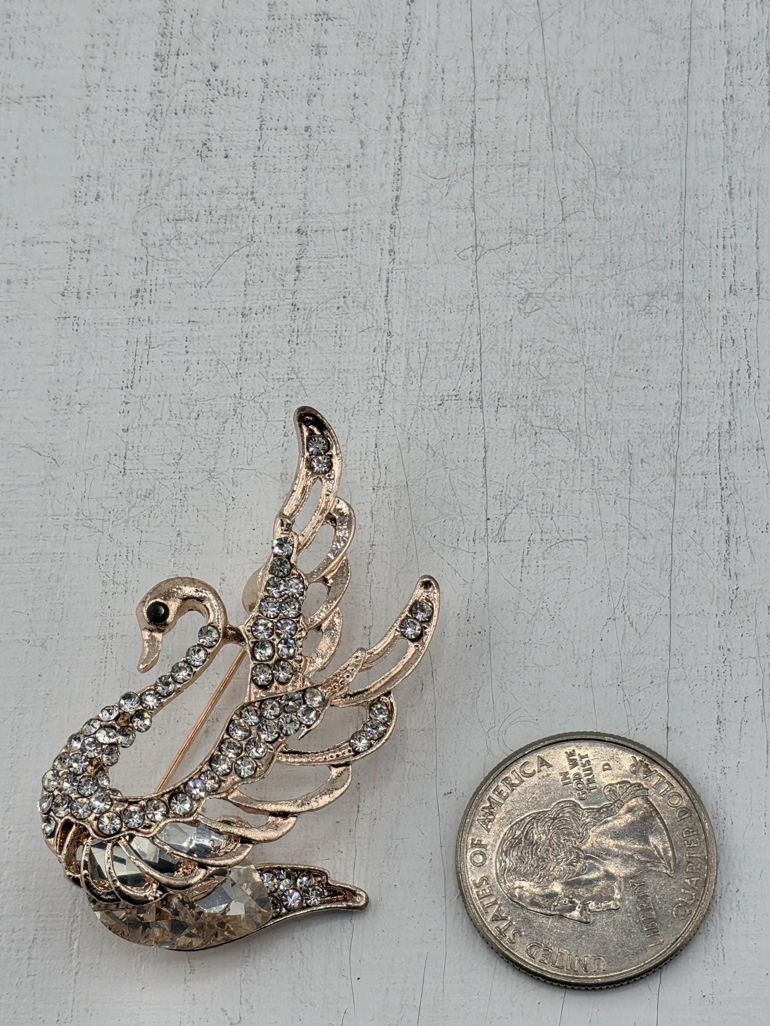 Swan Brooch Pin: Elegant Gold Plated Jewelry (Cubic Zirconia) | Handmade Pin | Jacket Scarf Hat Accessory | Gift Idea