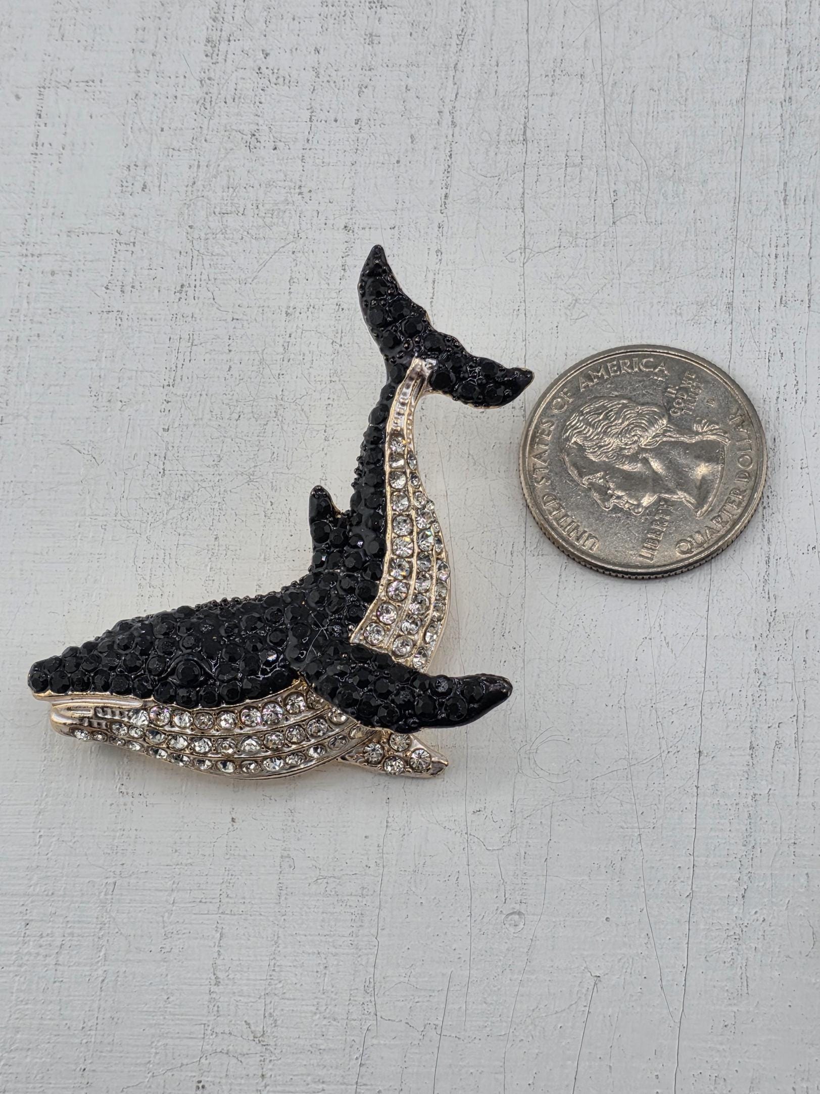 Whale Brooch: Gold Plated Ocean Animal - Handmade Detail