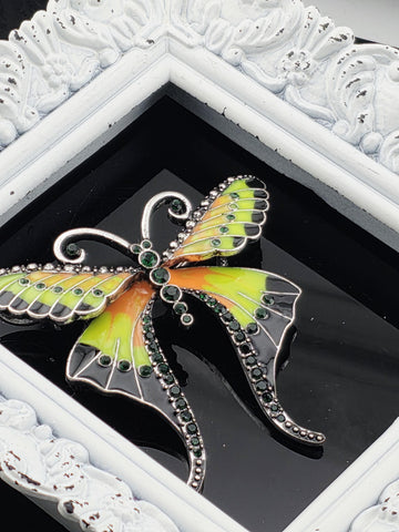 Butterfly Brooch: Neon Enamel Bright Colors - Silver Plated Pin