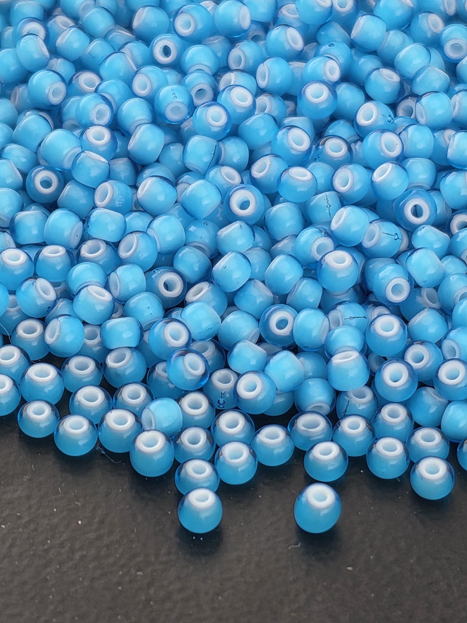 Vintage Sky Blue with White Hearts | Size 8 | 15g