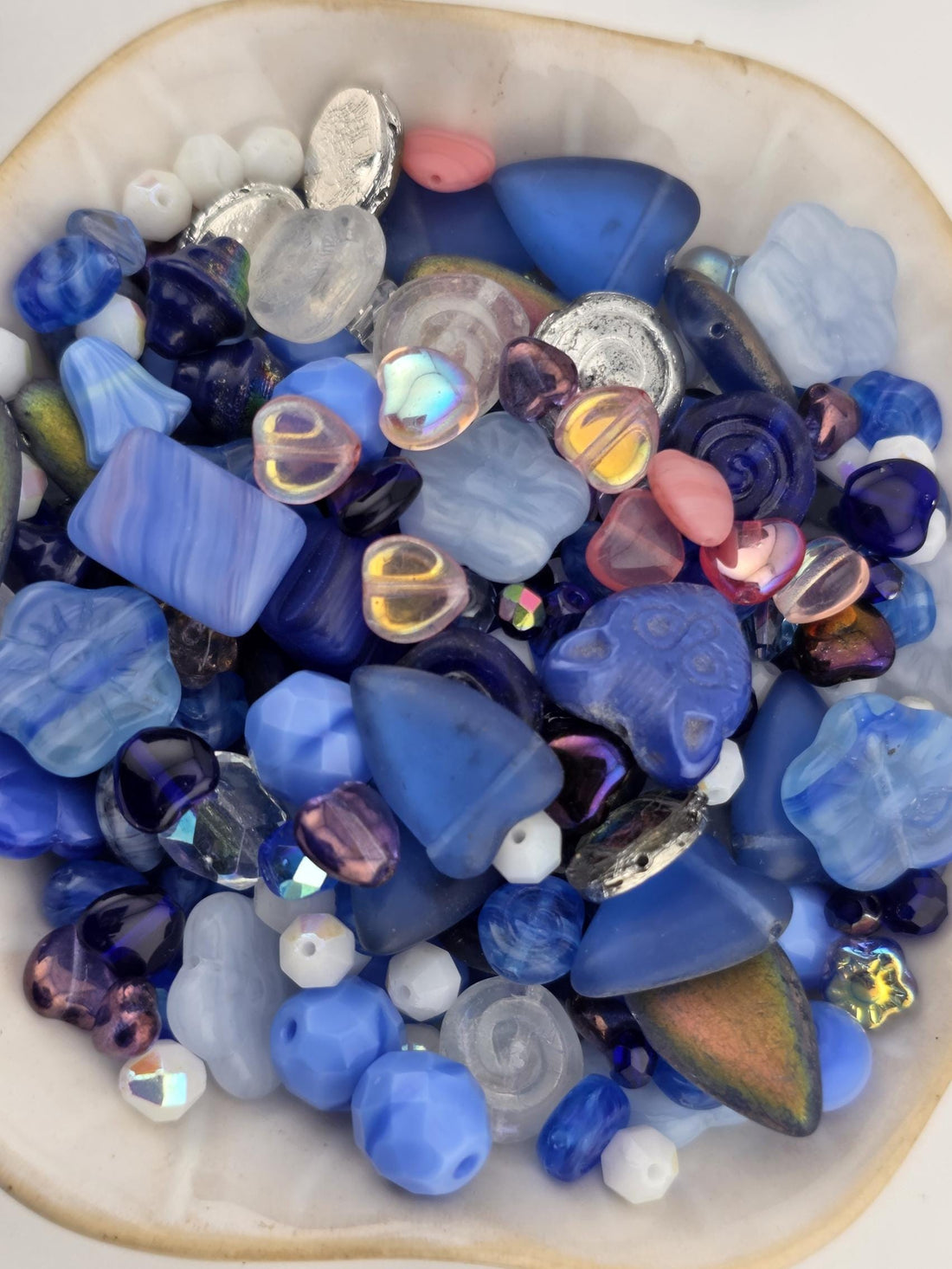 1oz "Valentine Blues" Czech Glass Bead Mix